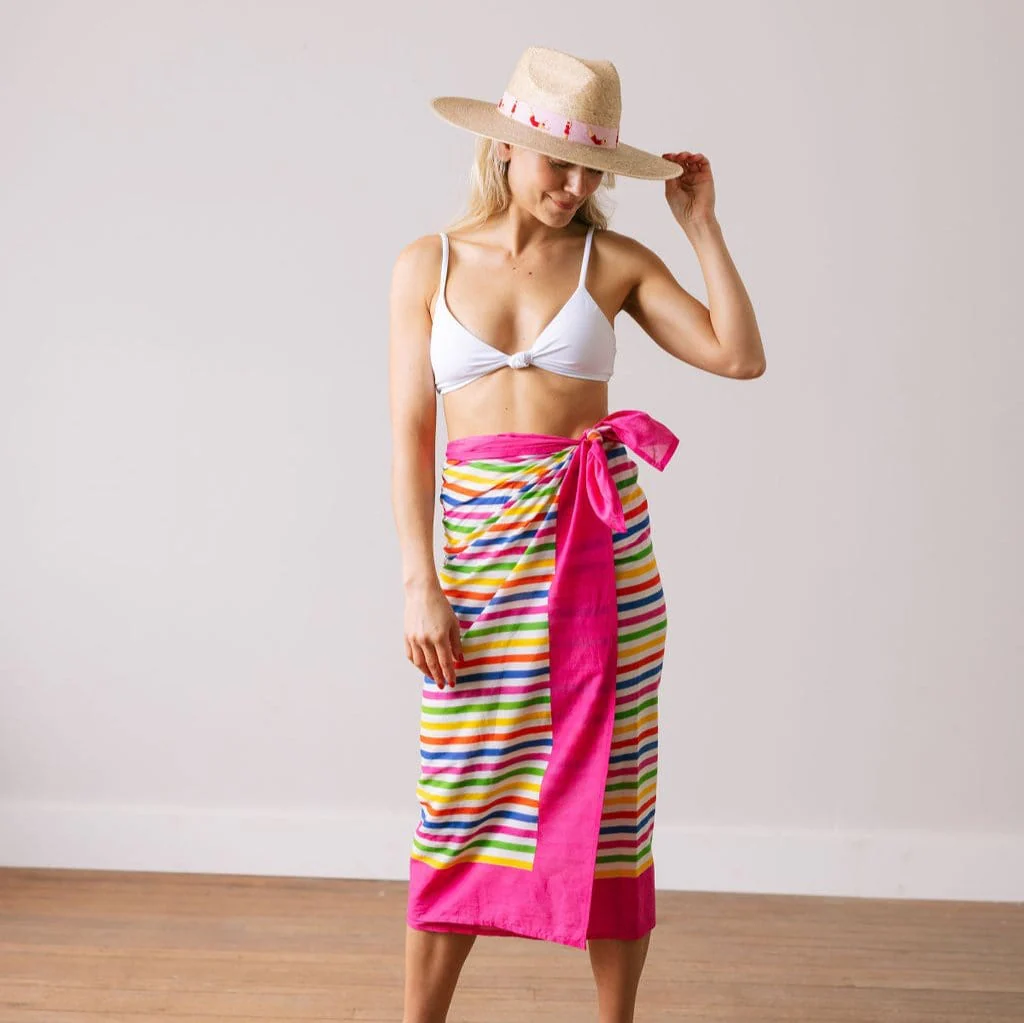 Andie Rainbow Stripe Sarong - Image 5