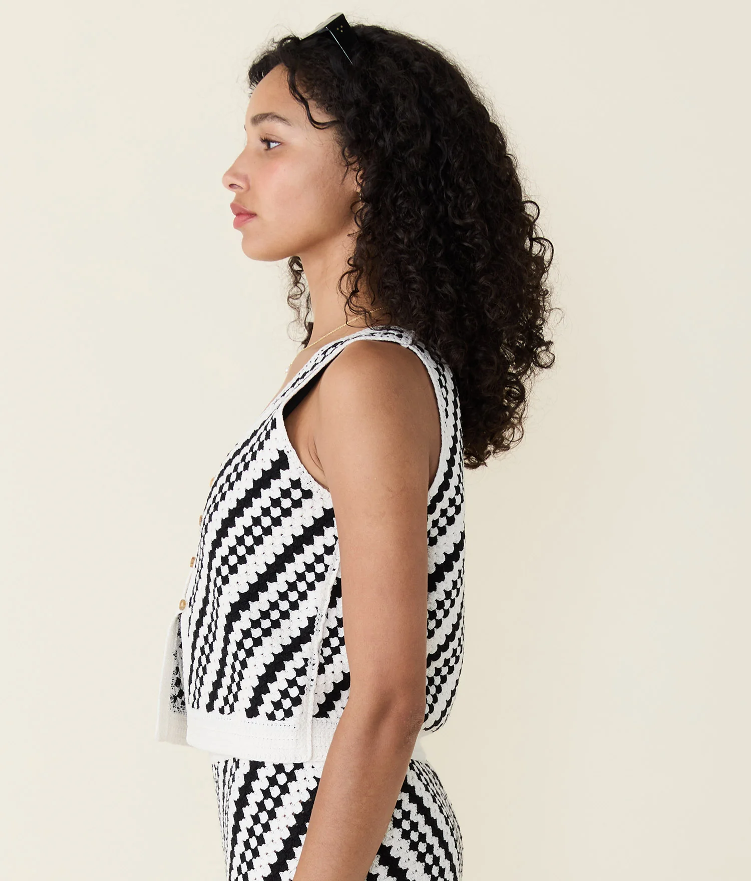 Oasis Sweater Tank (Black - Cream Stripe) - Image 3
