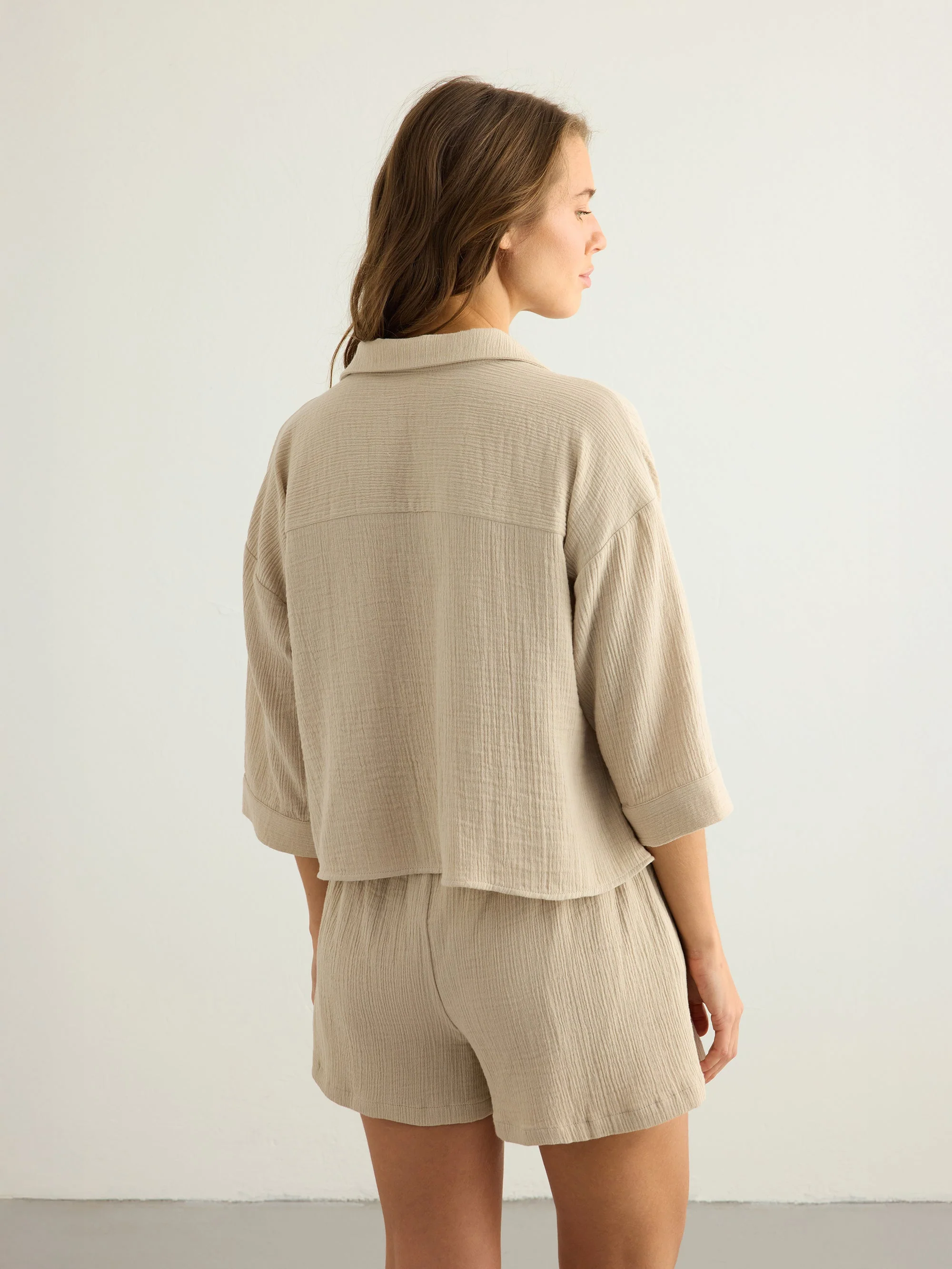 Aura Drawstring Shorts - Oatmeal - Image 5