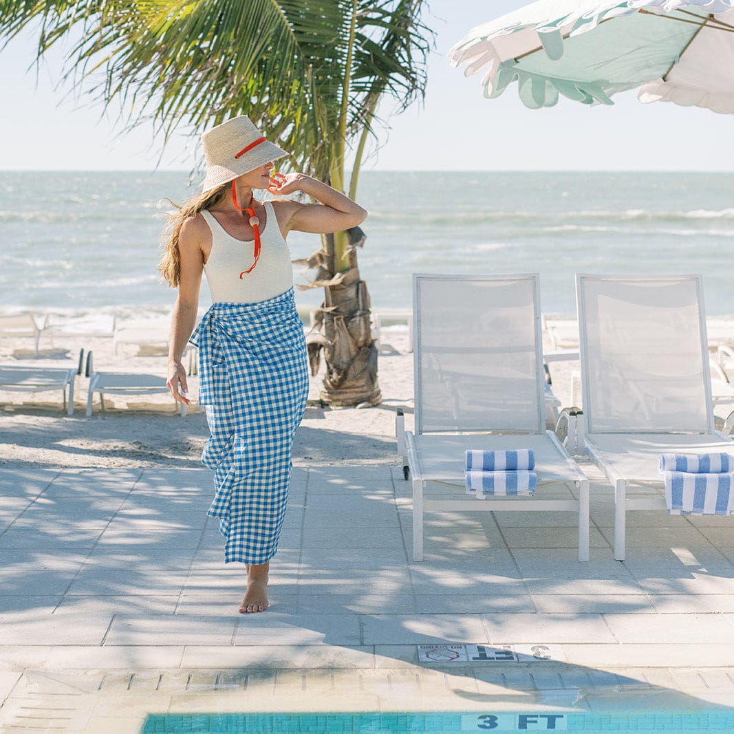 Blue Bay Gingham Tie Sarong - Image 4