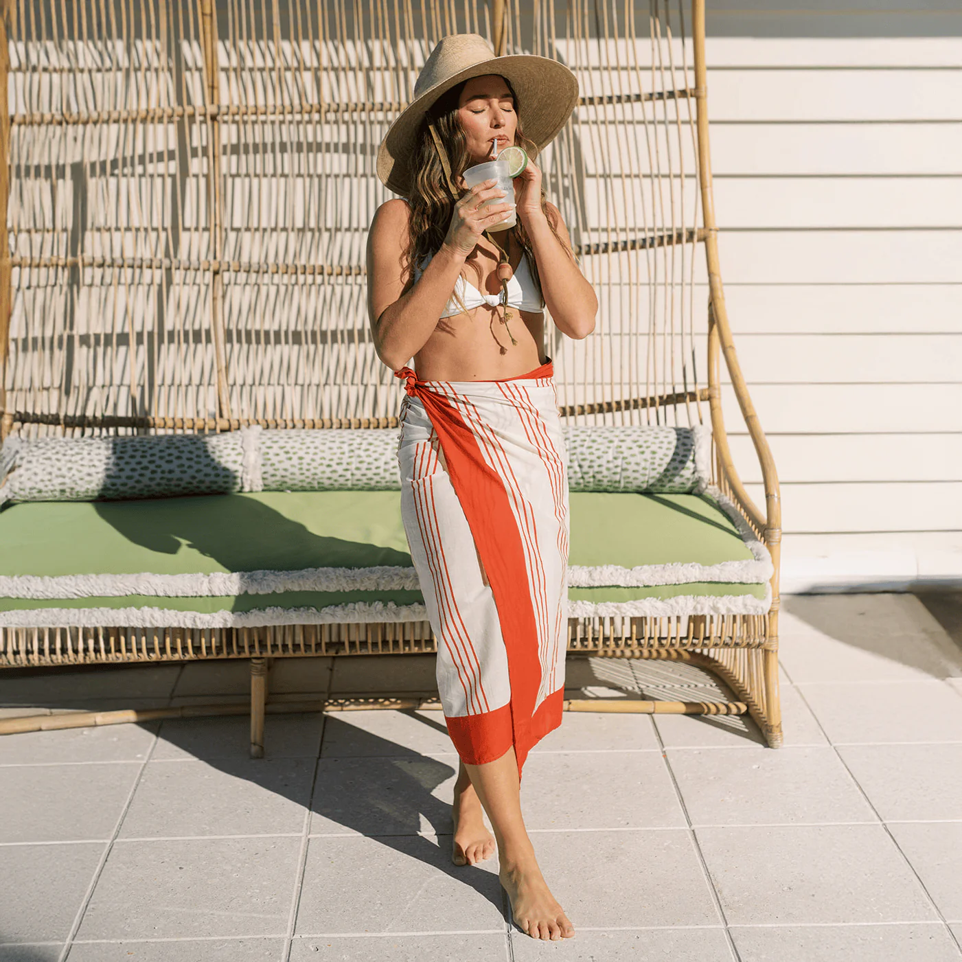 Cherry Pinstripe Sarong