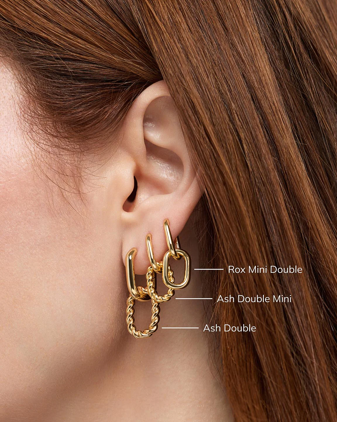 Ash Double Mini Gold Drop Earrings - Image 4