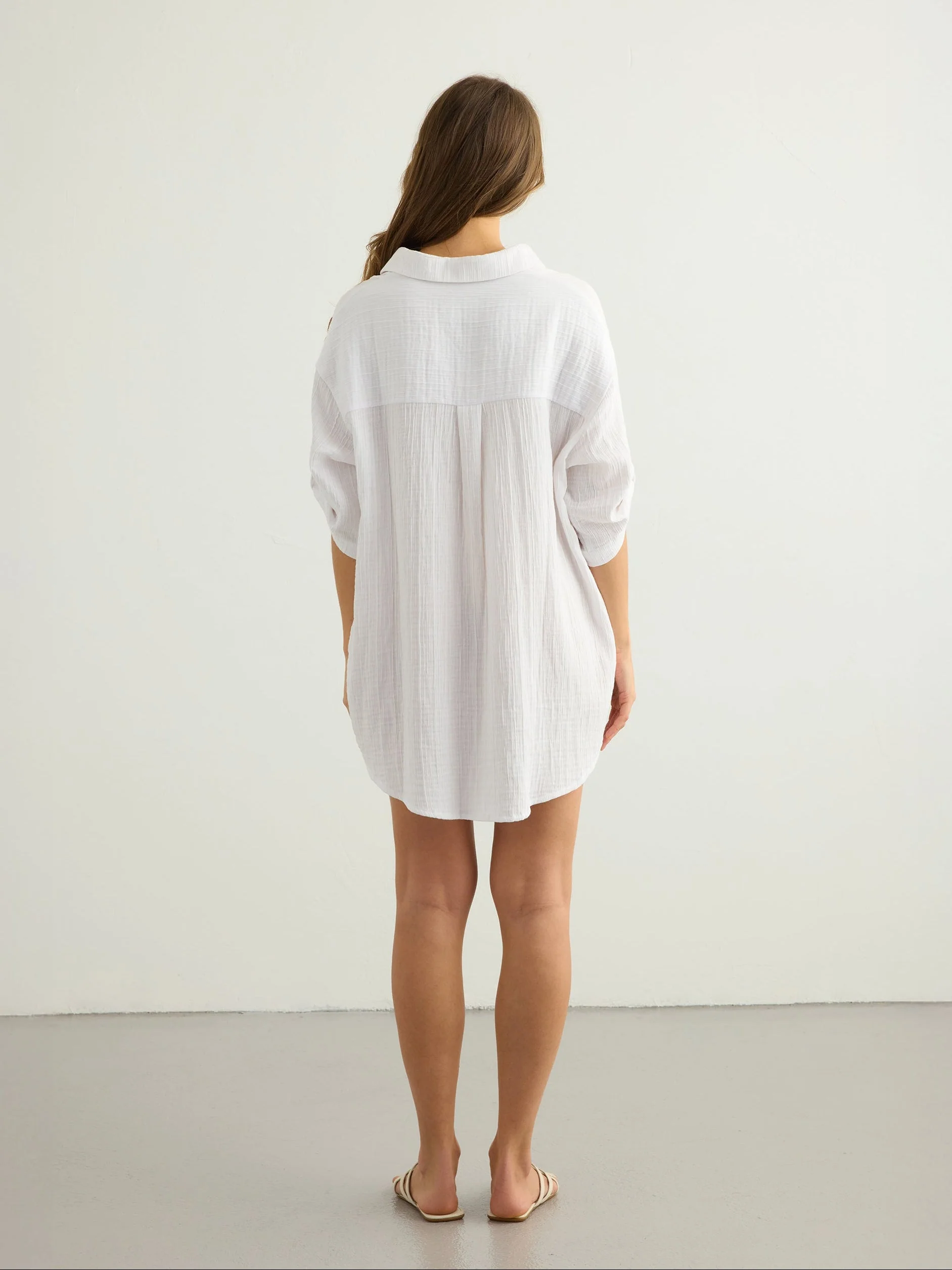 Kaya Oversized Shirt Dress - White - Image 6