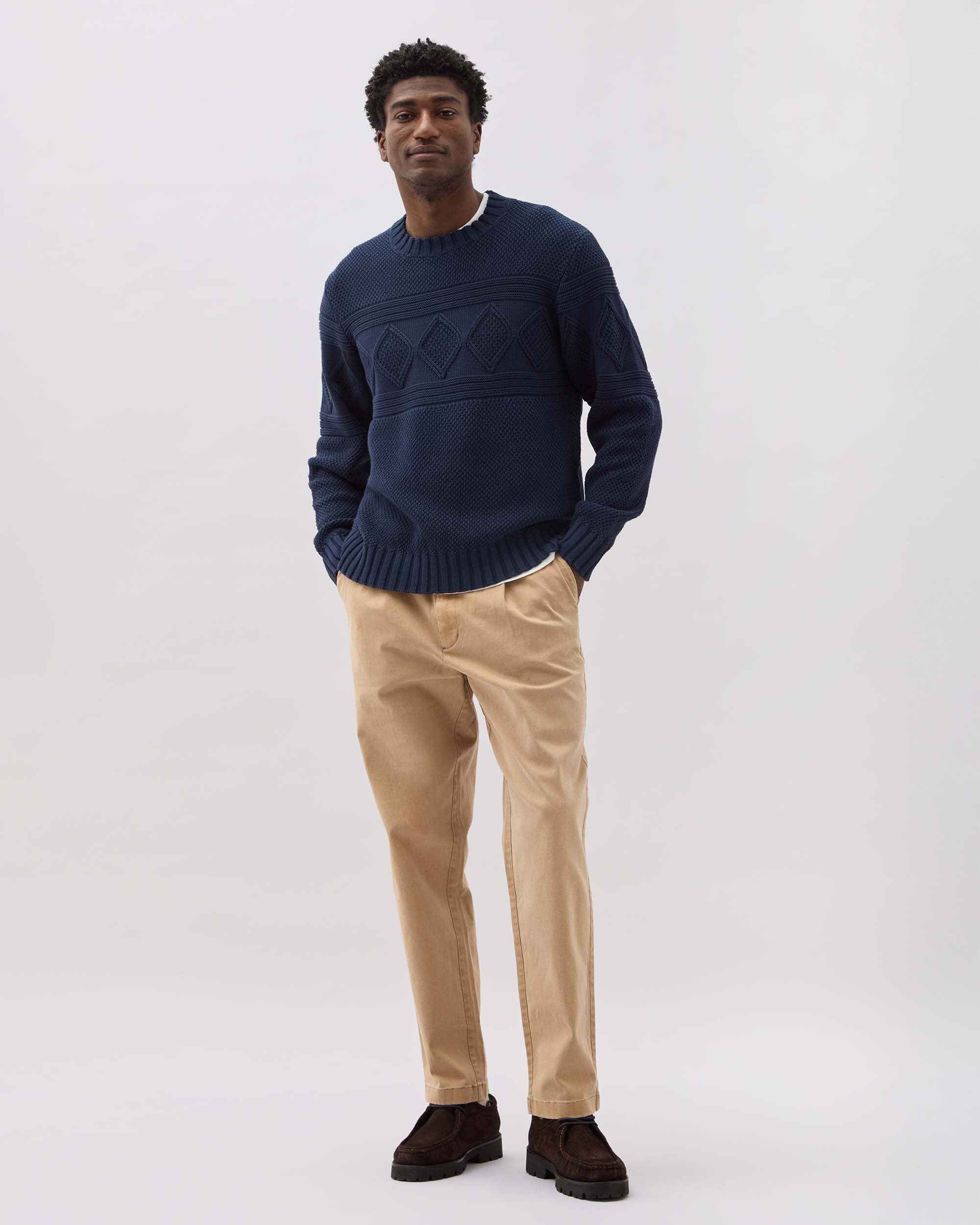 Mens Capeside Sweater - Cotton Sweater Knit - Mineral Blue - Image 7