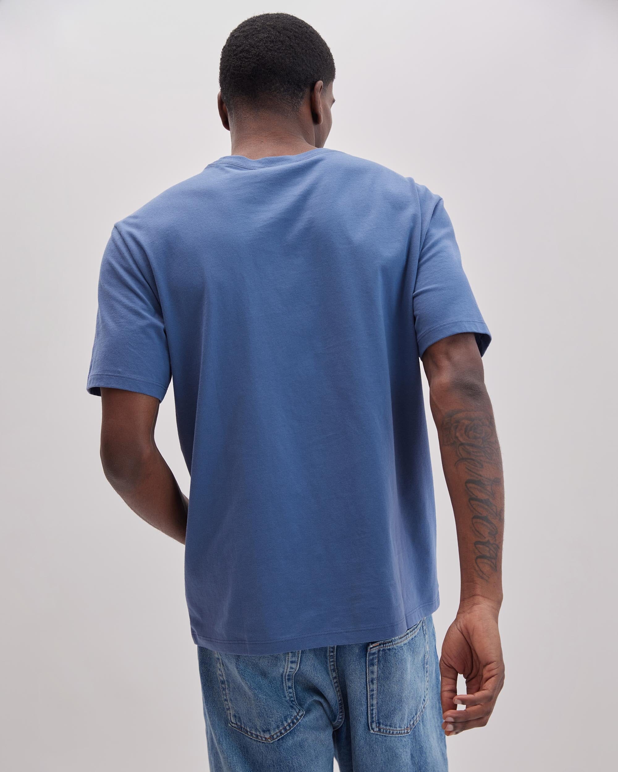 Mens Pima Pocket Tee - Pima Cotton Jersey - Vintage Indigo - Image 4