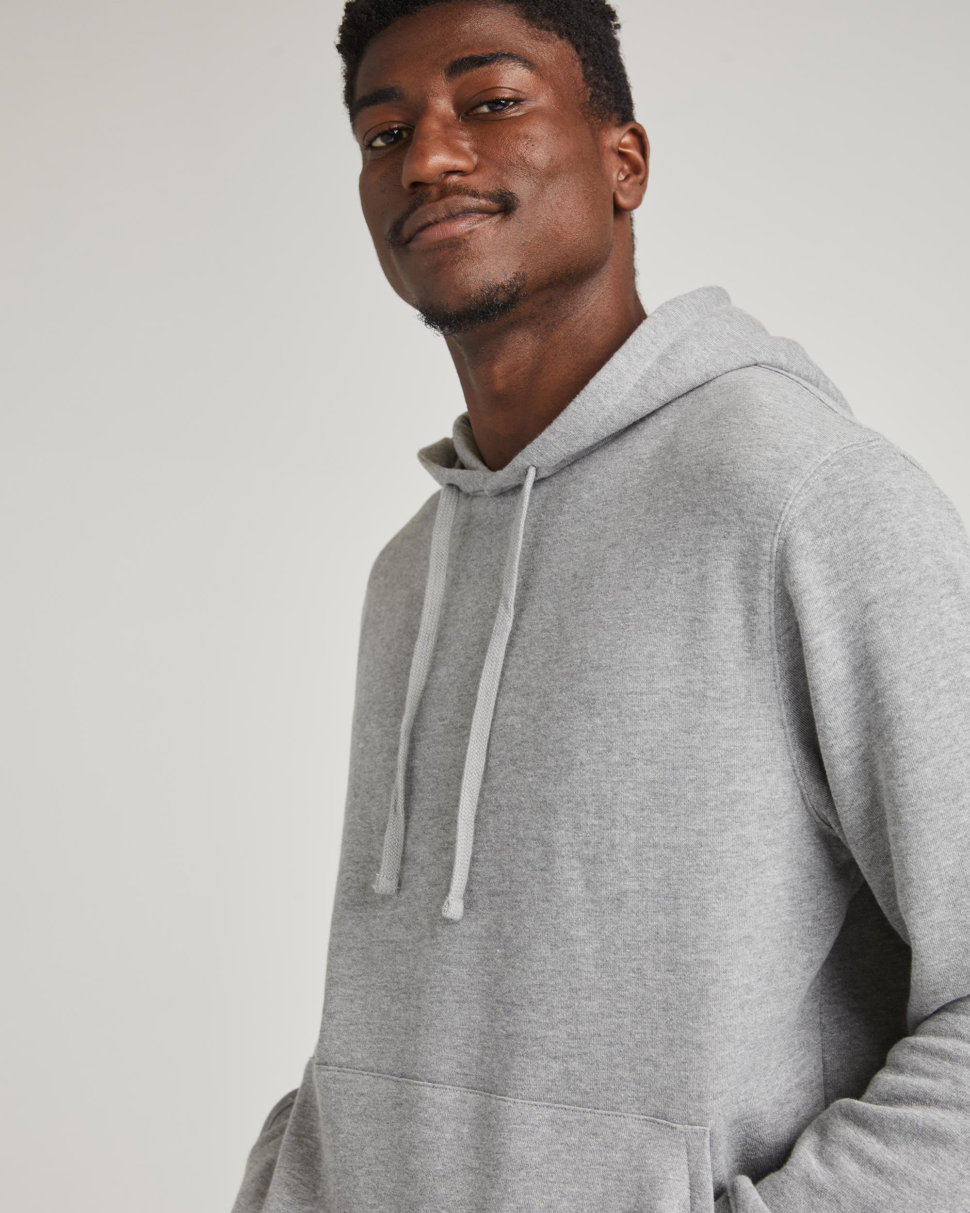Mens Recycled Fleece Hoodie - Recycled Fleece - Heather Grey - Image 3