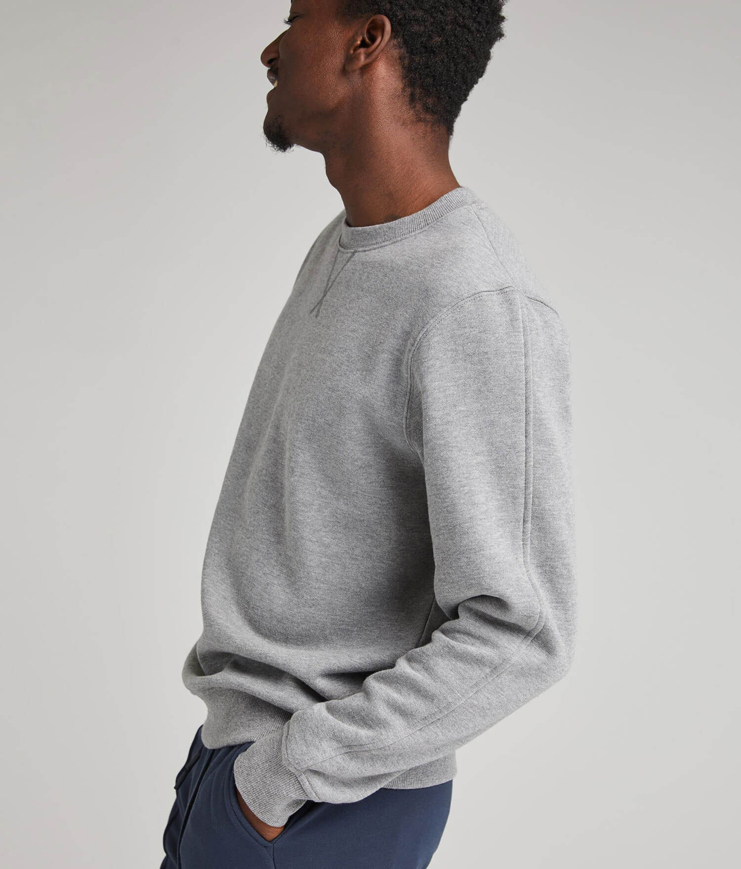 Mens Recycled Fleece Sweatshirt - Recycled Fleece - Heather Grey - Image 4