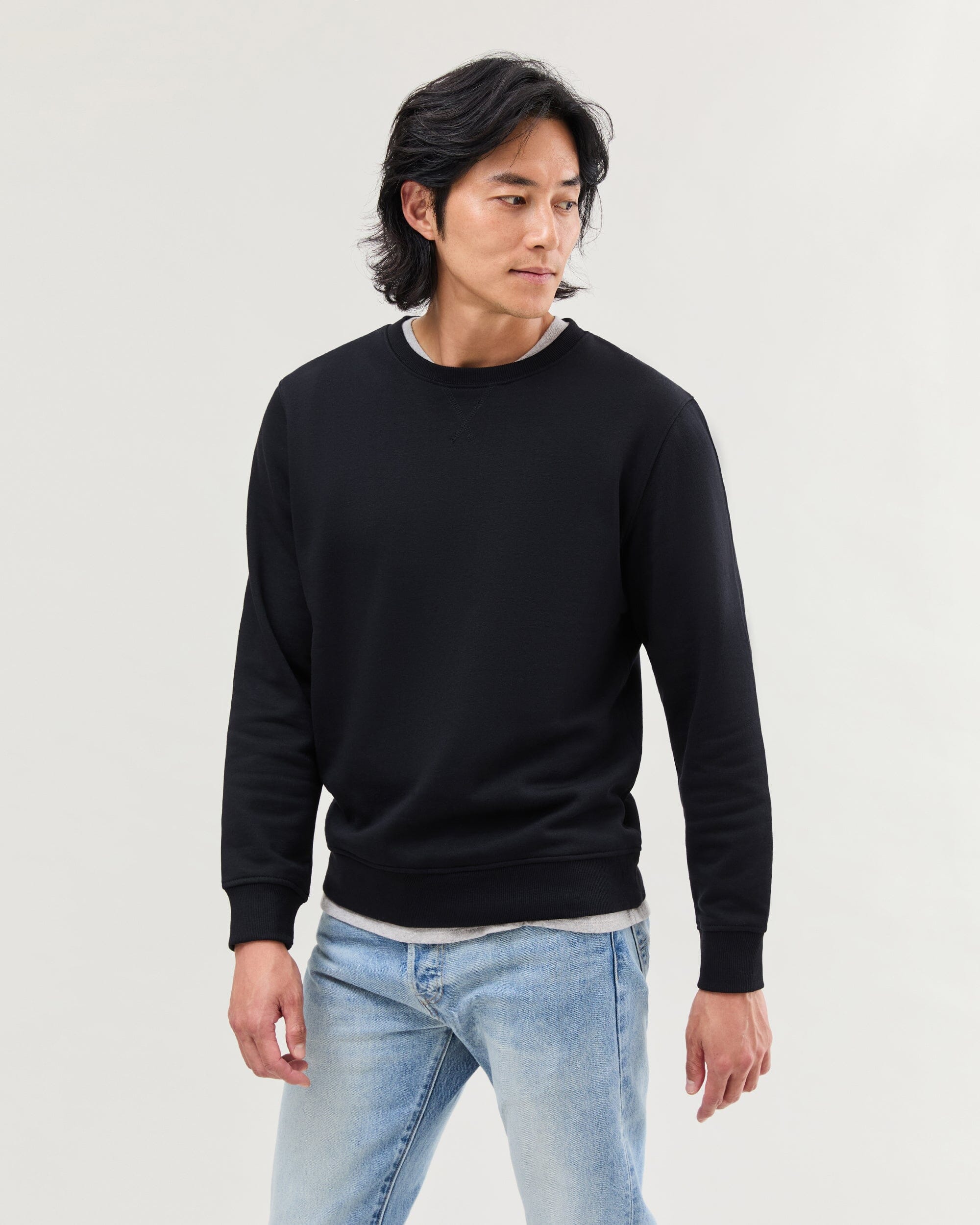Mens Recycled Fleece Sweatshirt - Recycled Fleece - Black - Image 3
