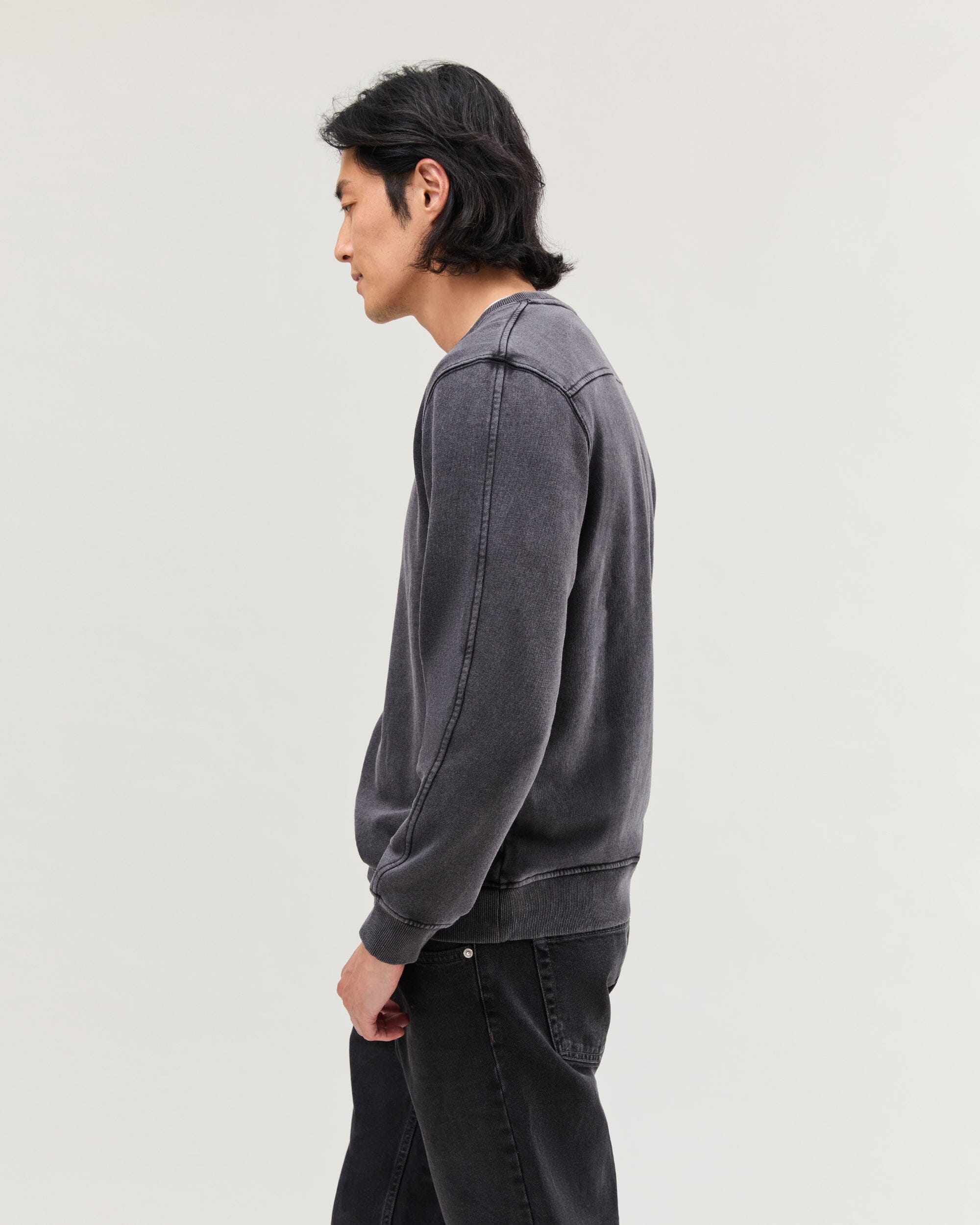 Mens Recycled Fleece Sweatshirt - Recycled Fleece - Mineral Black - Image 3