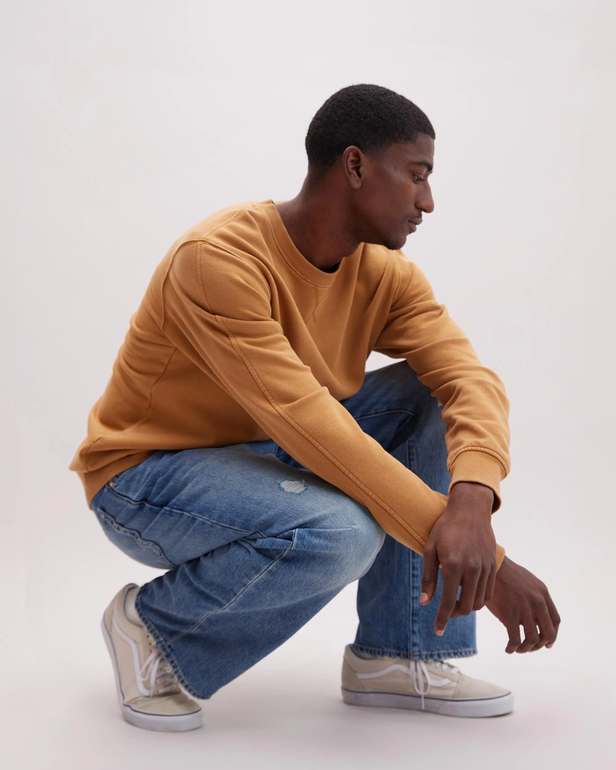 Mens Recycled Fleece Sweatshirt - Recycled Fleece - Mineral Gold Spice - Image 2