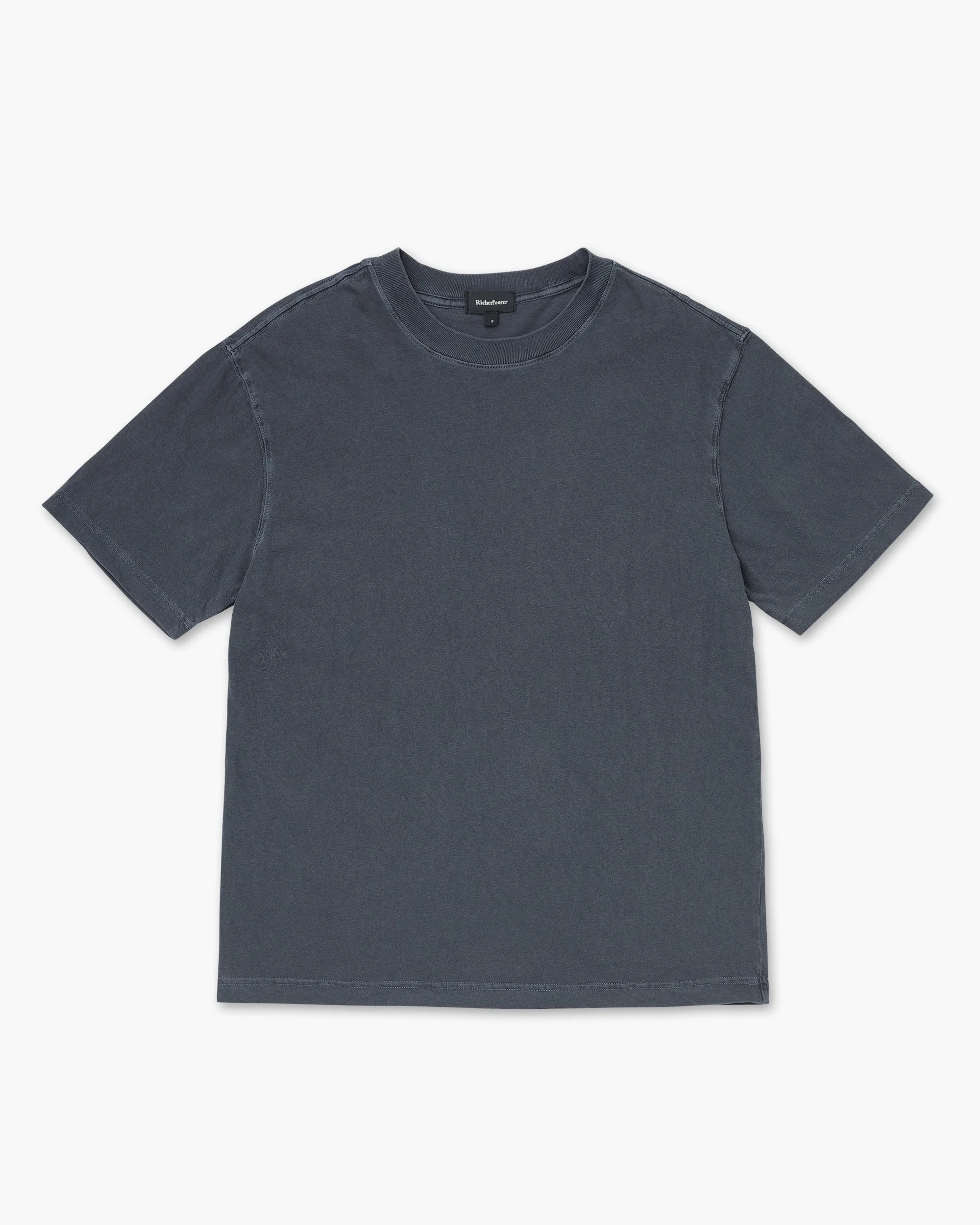 Mens Relaxed Short Sleeve Tee - Pigment Dye Jersey - Blue Steel - Image 6