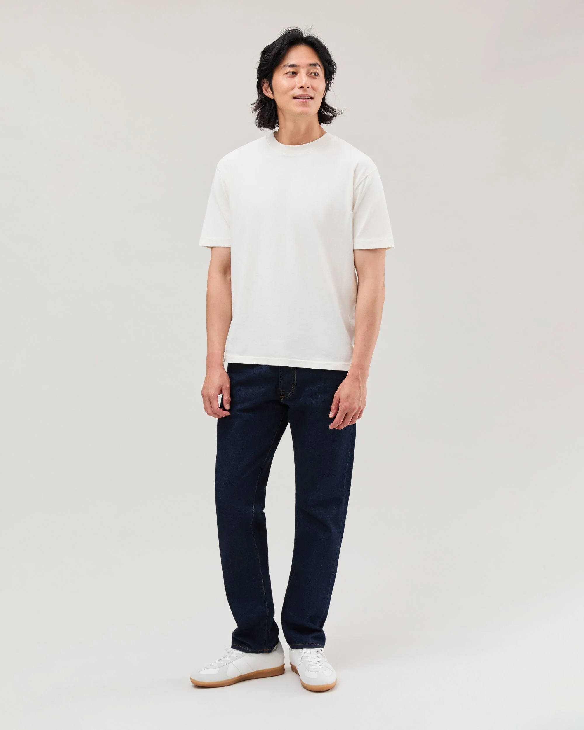 Mens Relaxed Short Sleeve Tee - Pigment Dye Jersey - Bone - Image 2