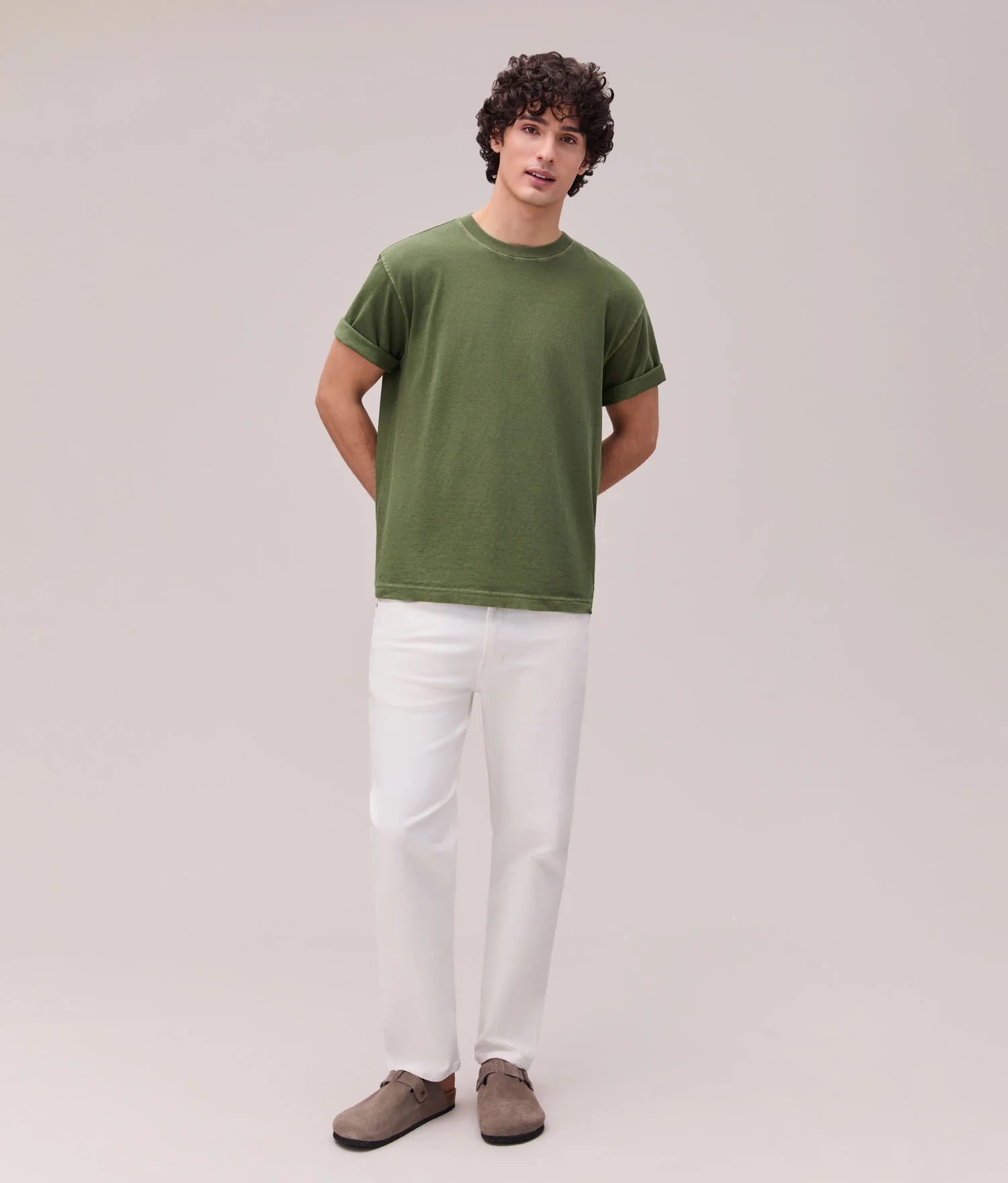 Mens Relaxed Short Sleeve Tee - Pigment Dye Jersey - Cypress - Image 4