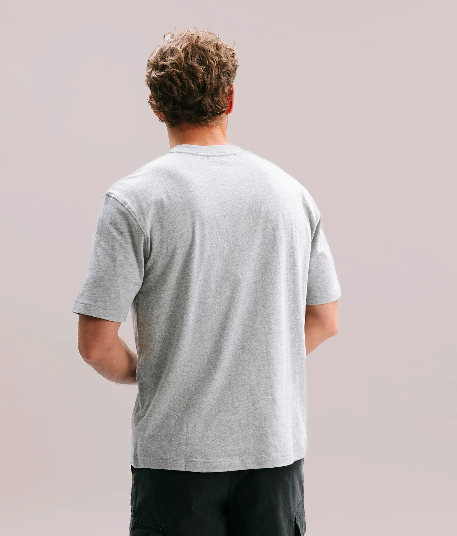 Mens Relaxed Short Sleeve Tee - Pigment Dye Jersey - Heather Grey - Image 2