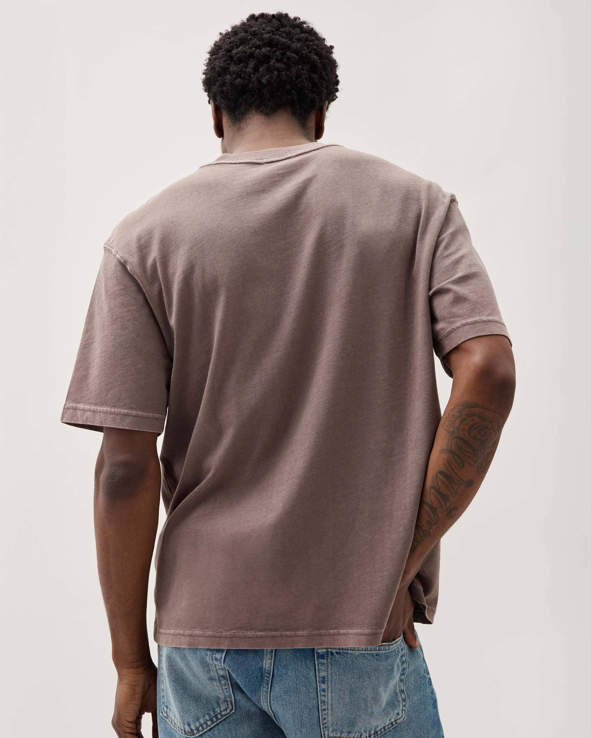 Mens Relaxed Short Sleeve Tee - Pigment Dye Jersey - Mole - Image 4
