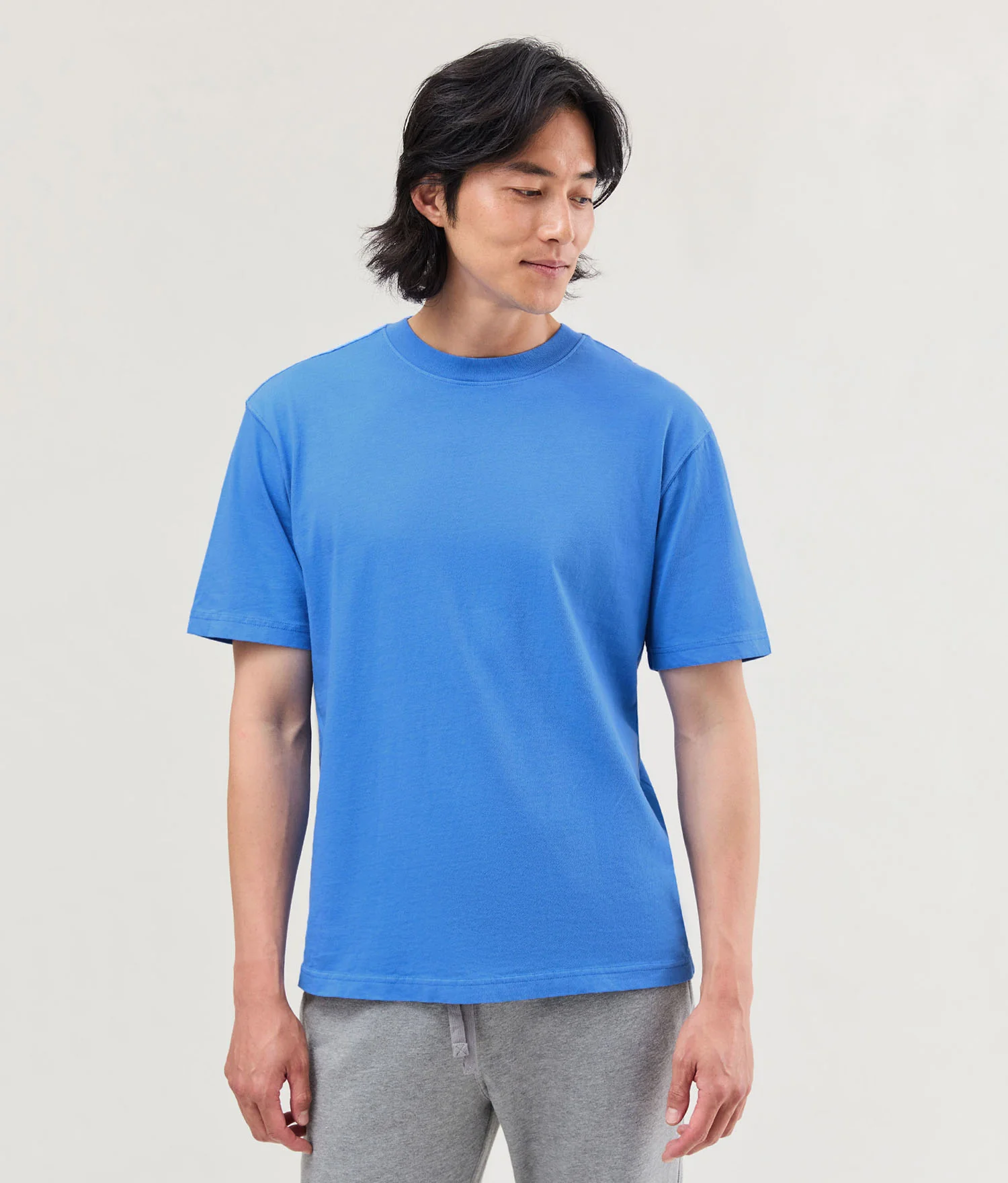 Mens Relaxed Short Sleeve Tee - Pigment Dye Jersey - Pop Blue