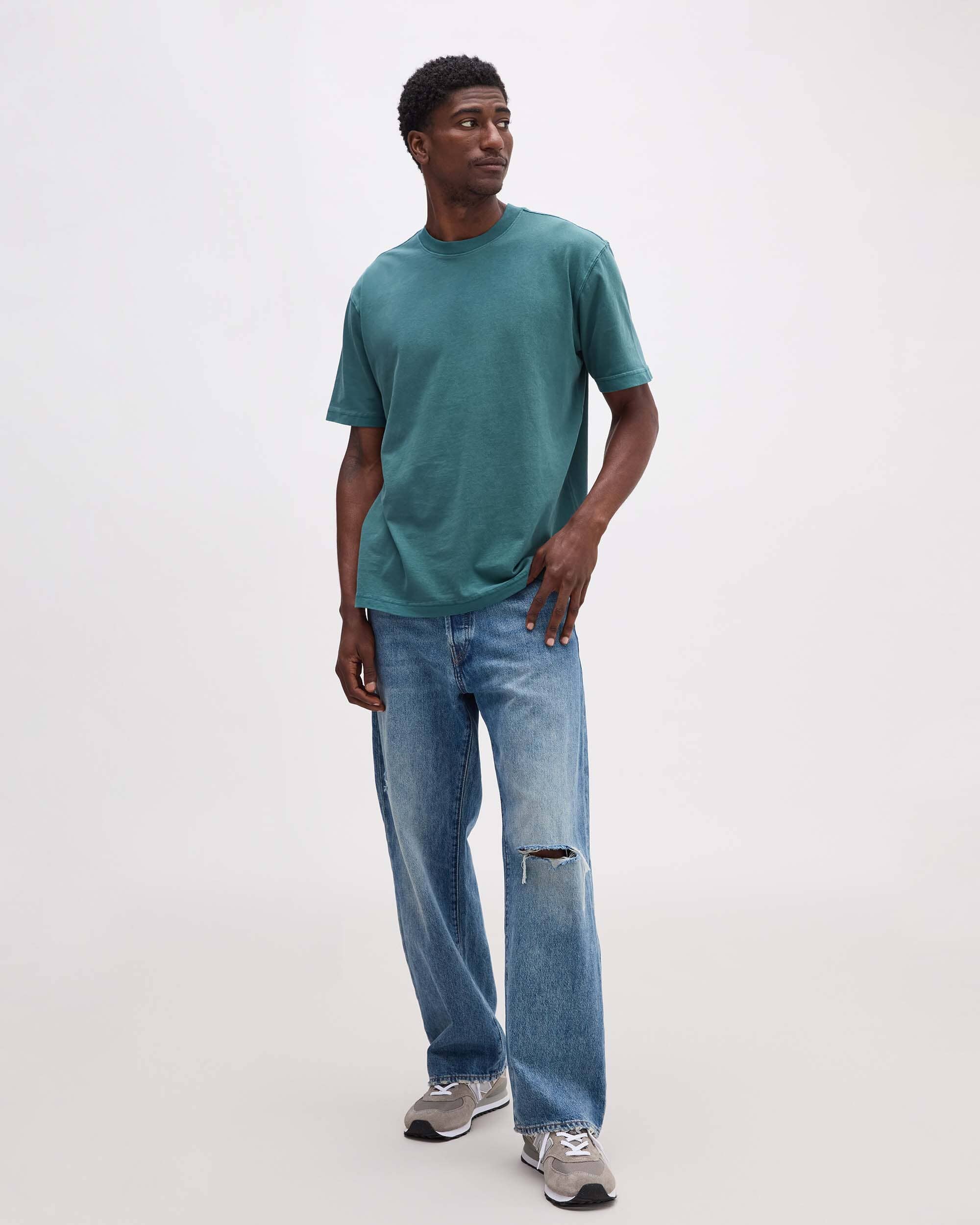 Mens Relaxed Short Sleeve Tee - Pigment Dye Jersey - Rainforest - Image 2