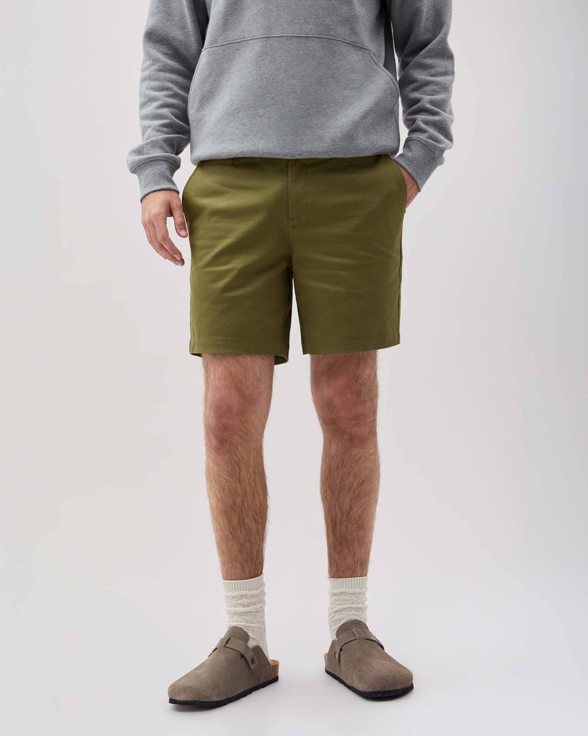 Mens Stretch Twill Short - Stretch Cotton Twill - Olive Army - Image 4