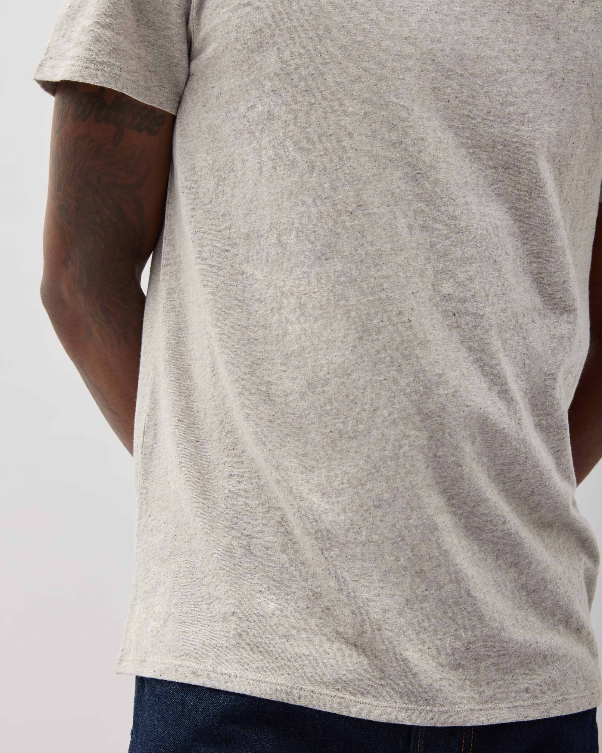 Mens Vintage Jersey Short Sleeve Tee - Recycled Cotton Jersey - Athletic Heather Grey - Image 3