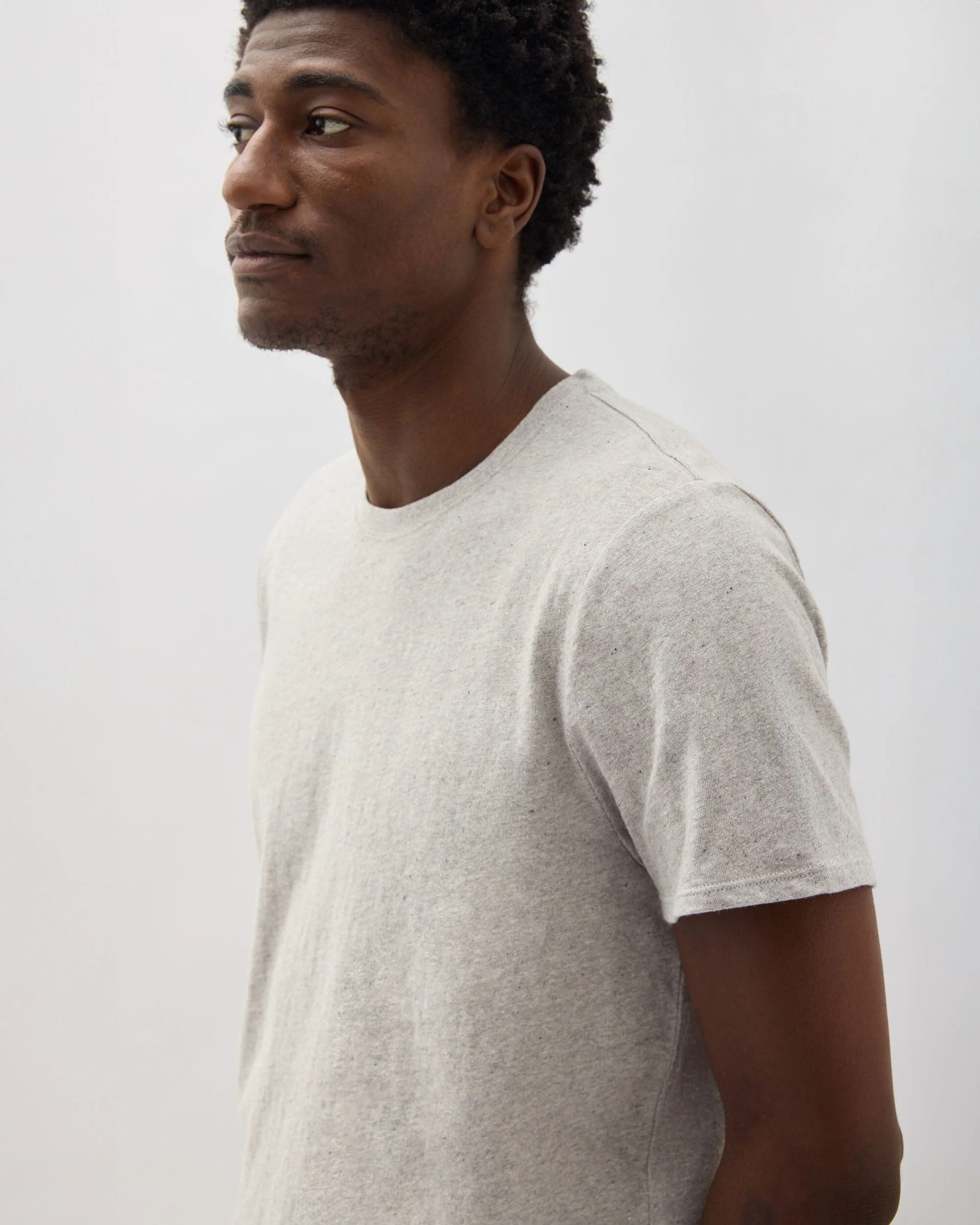 Mens Vintage Jersey Short Sleeve Tee - Recycled Cotton Jersey - Athletic Heather Grey - Image 4
