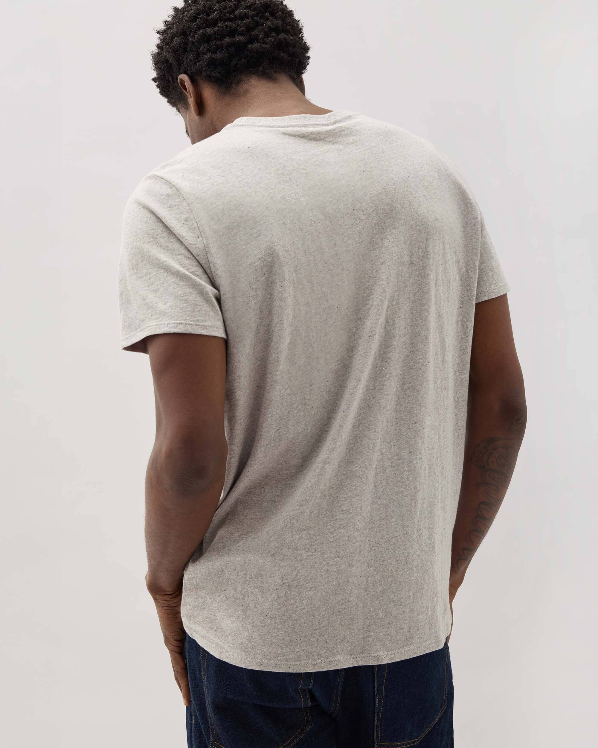 Mens Vintage Jersey Short Sleeve Tee - Recycled Cotton Jersey - Athletic Heather Grey - Image 5