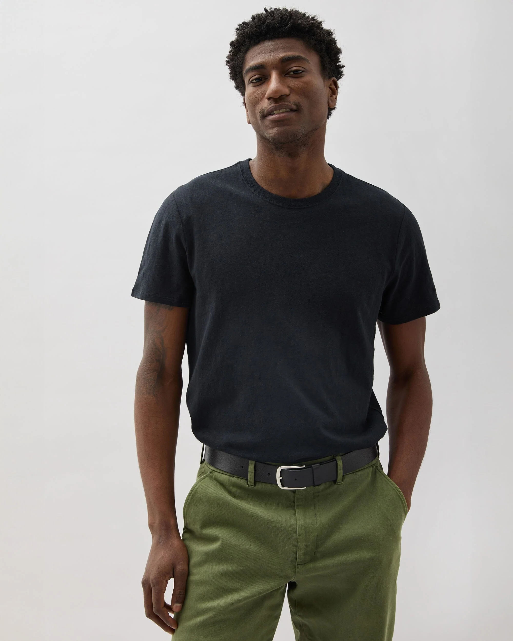 Mens Vintage Jersey Short Sleeve Tee - Recycled Cotton Jersey - Black - Image 3