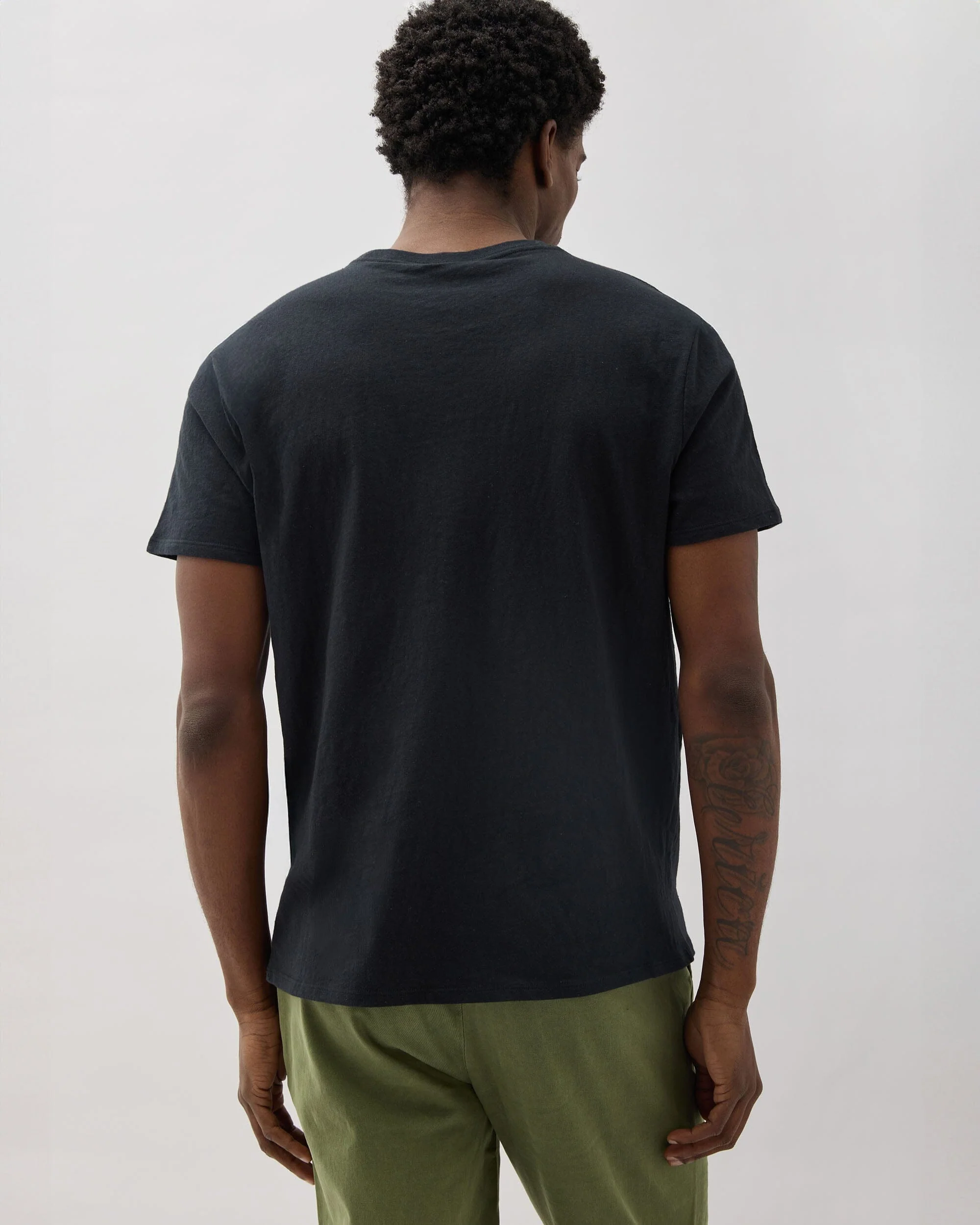 Mens Vintage Jersey Short Sleeve Tee - Recycled Cotton Jersey - Black - Image 5