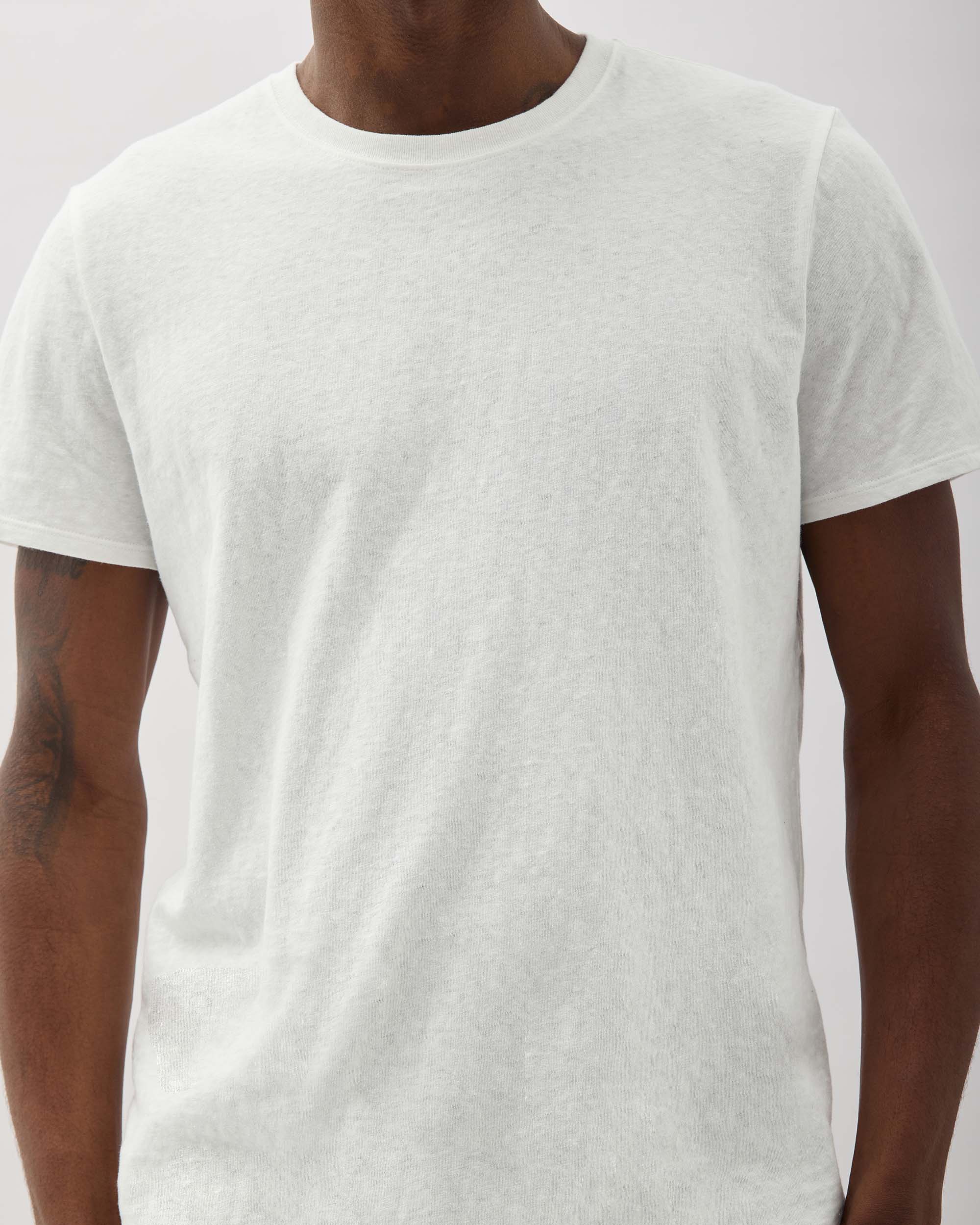 Mens Vintage Jersey Short Sleeve Tee - Recycled Cotton Jersey - White - Image 3