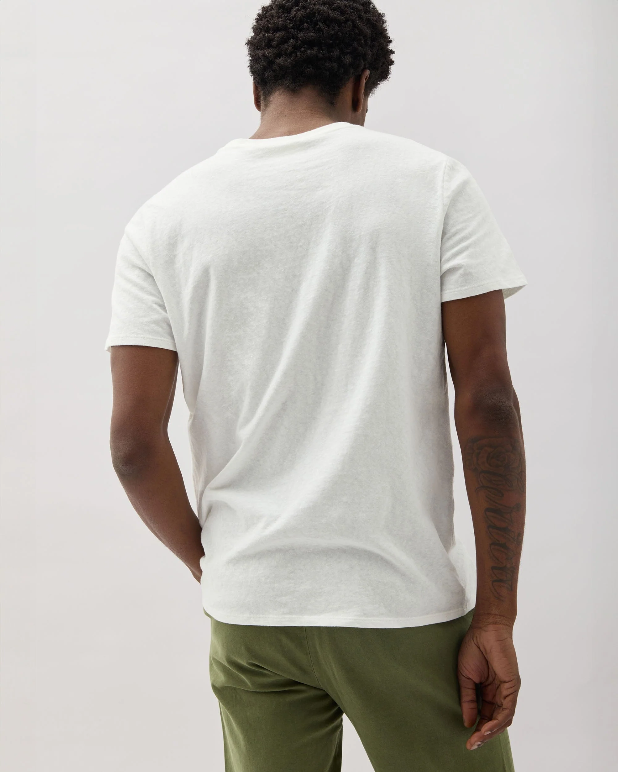 Mens Vintage Jersey Short Sleeve Tee - Recycled Cotton Jersey - White - Image 4
