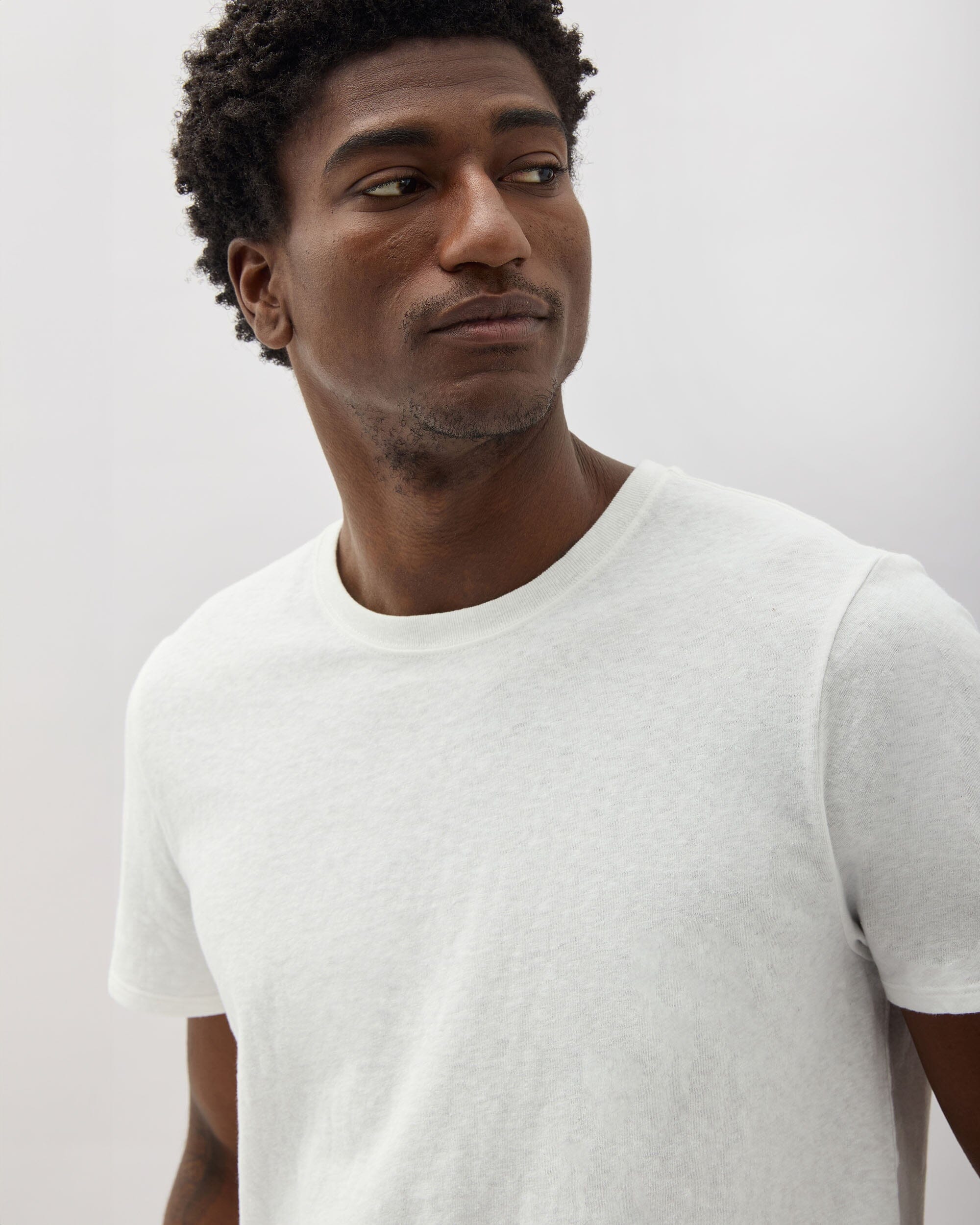 Mens Vintage Jersey Short Sleeve Tee - Recycled Cotton Jersey - White - Image 5