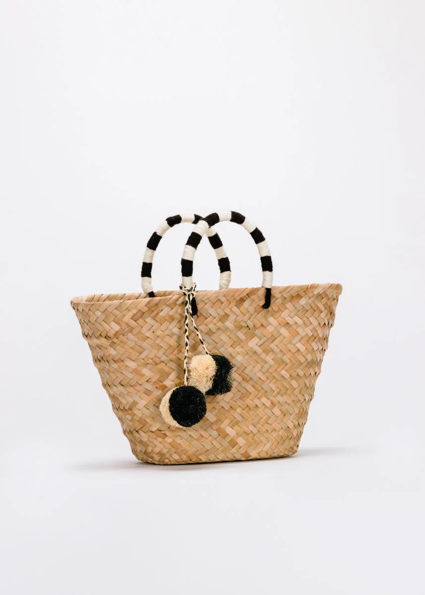 St Tropez Pom Pom Straw Tote - Image 3