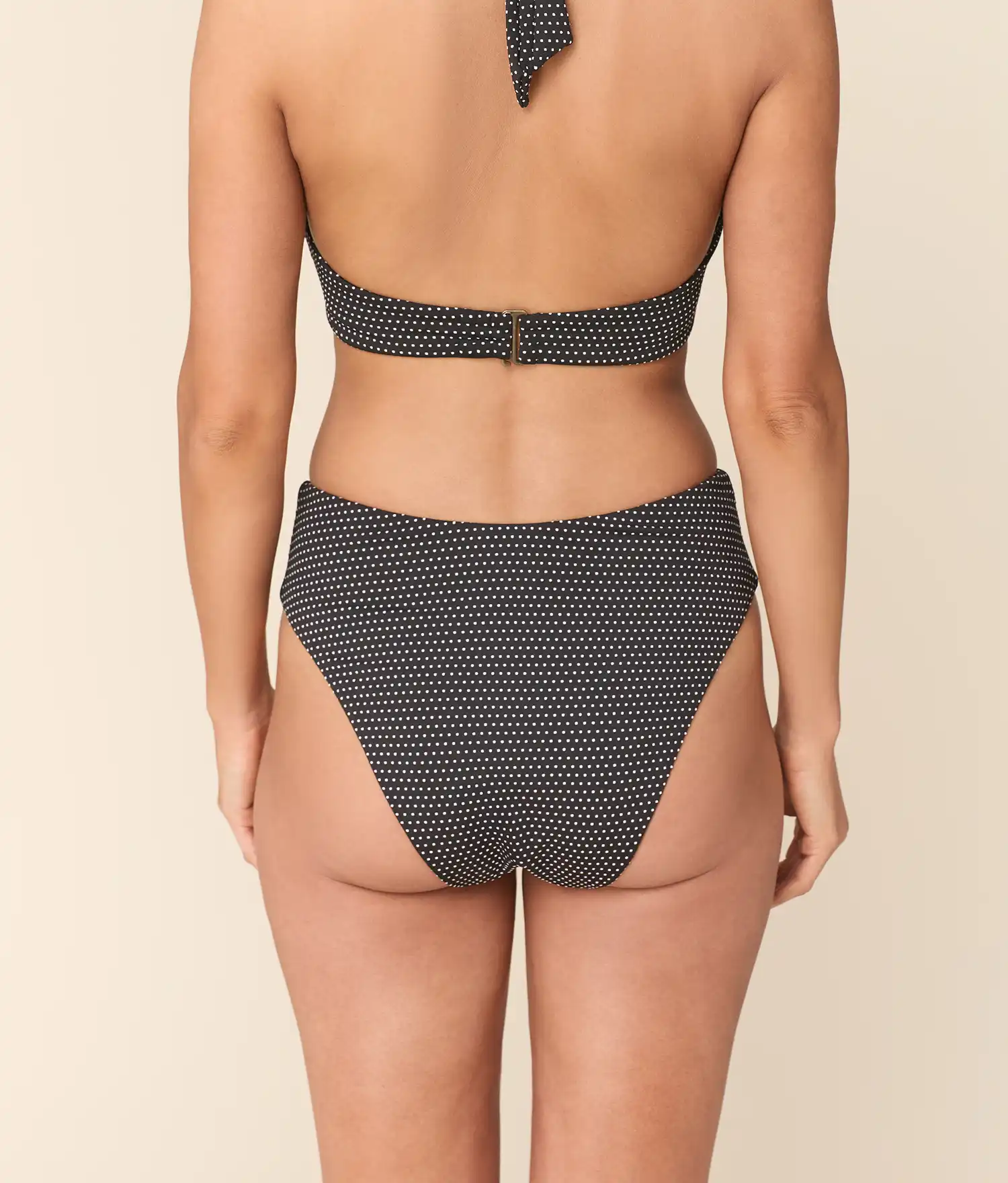 The 90s High Waist Bikini Bottom - Polka Dot - Black Dot - Image 2