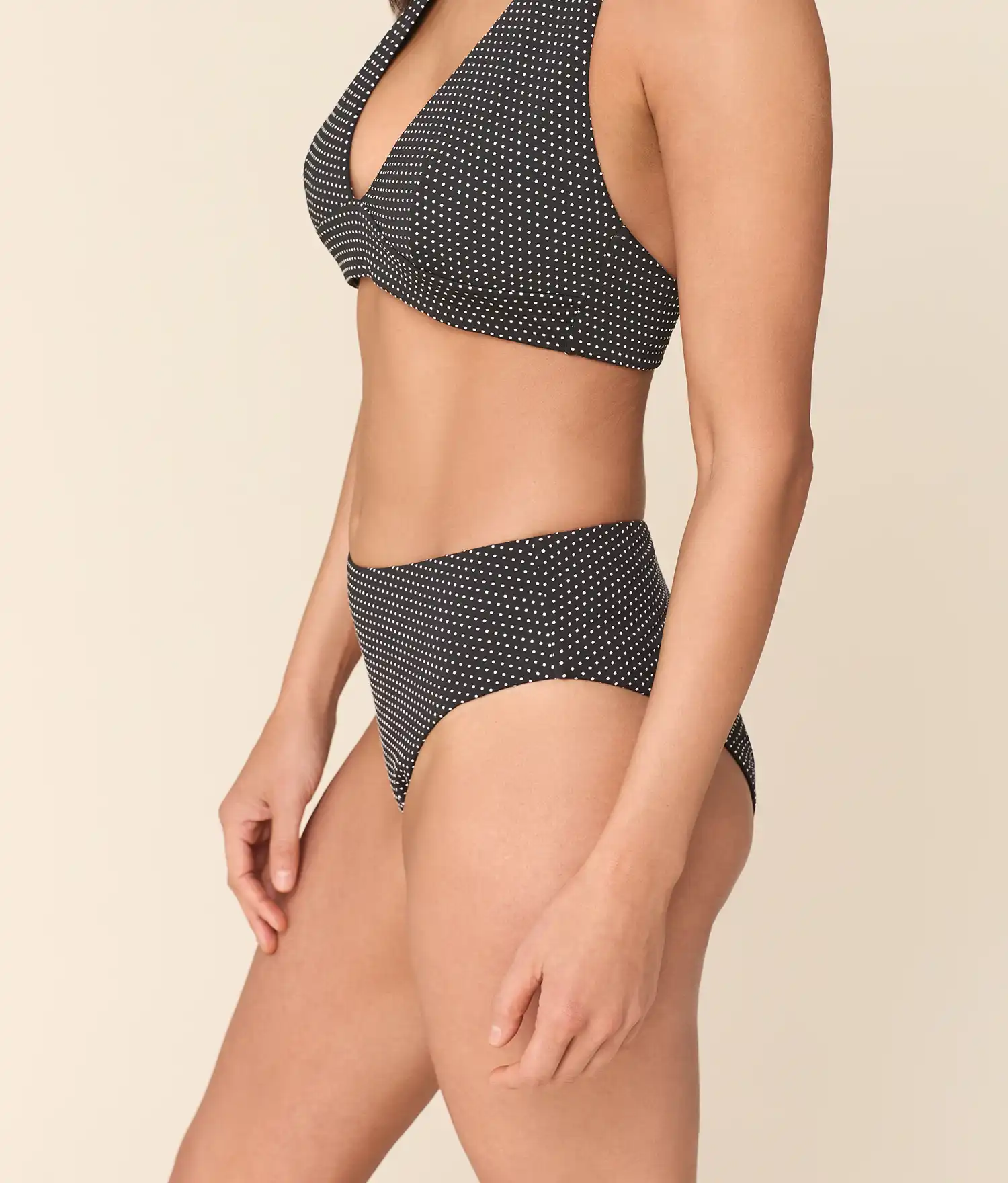 The 90s High Waist Bikini Bottom - Polka Dot - Black Dot - Image 3