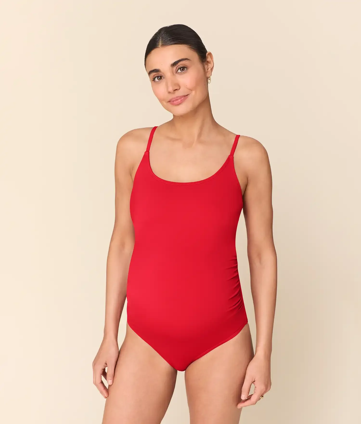 The Amalfi Maternity One Piece - Eco Nylon - Cherry Red - Classic - Image 3
