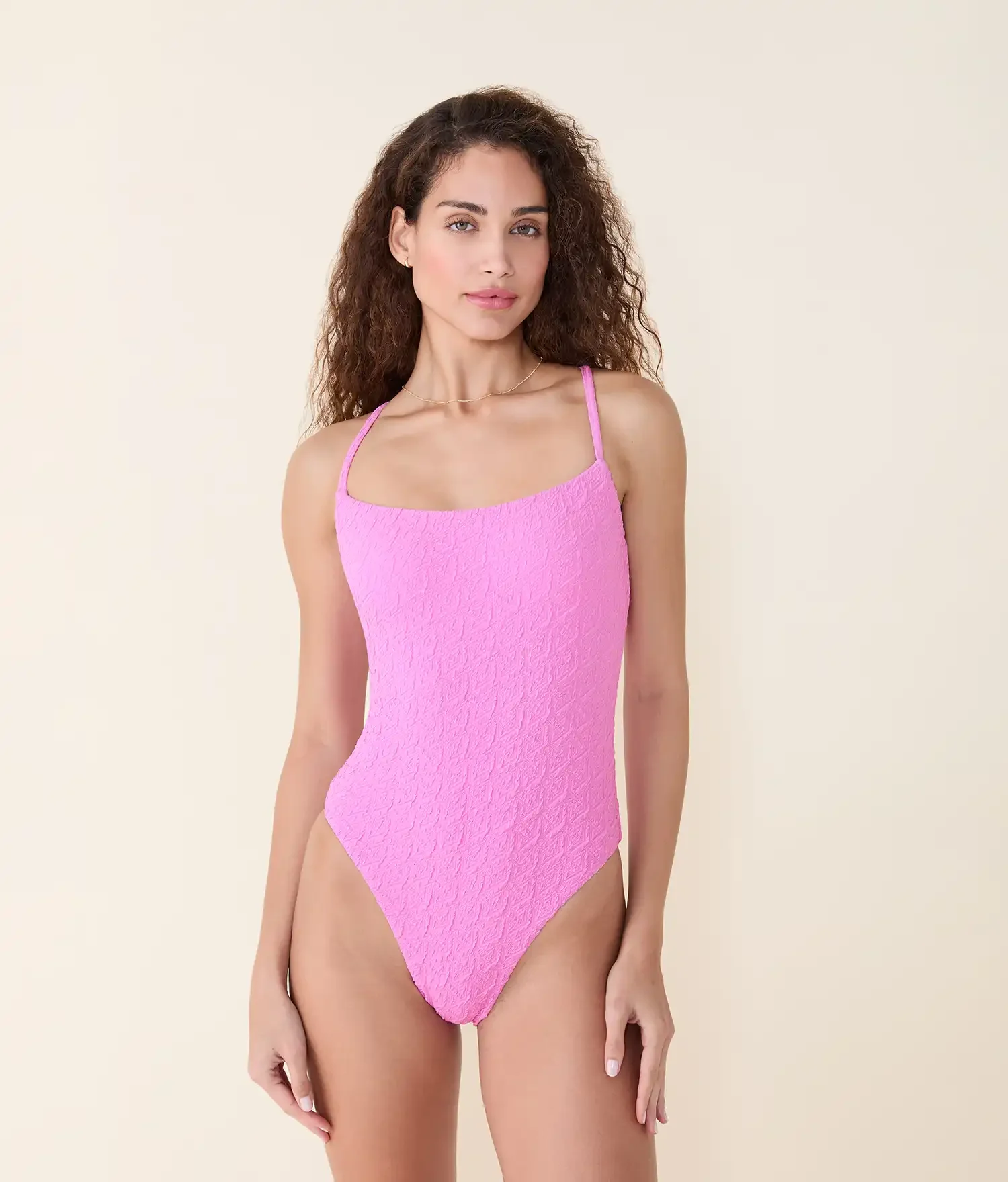 The Fiji One Piece - Textured Geo - Frosting - Long Torso