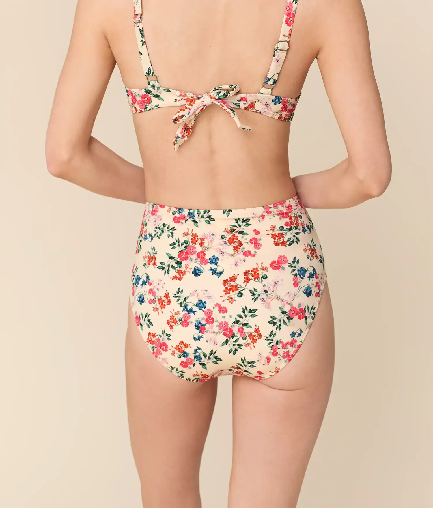 The High Waist Bikini Bottom - Eco Nylon - Riviera Floral - Image 2