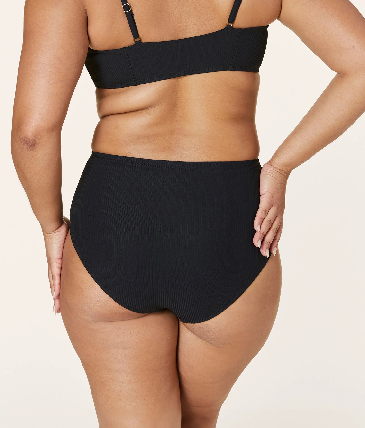 The High Waist Bikini Bottom - Eco Ribbed - Black - Image 2