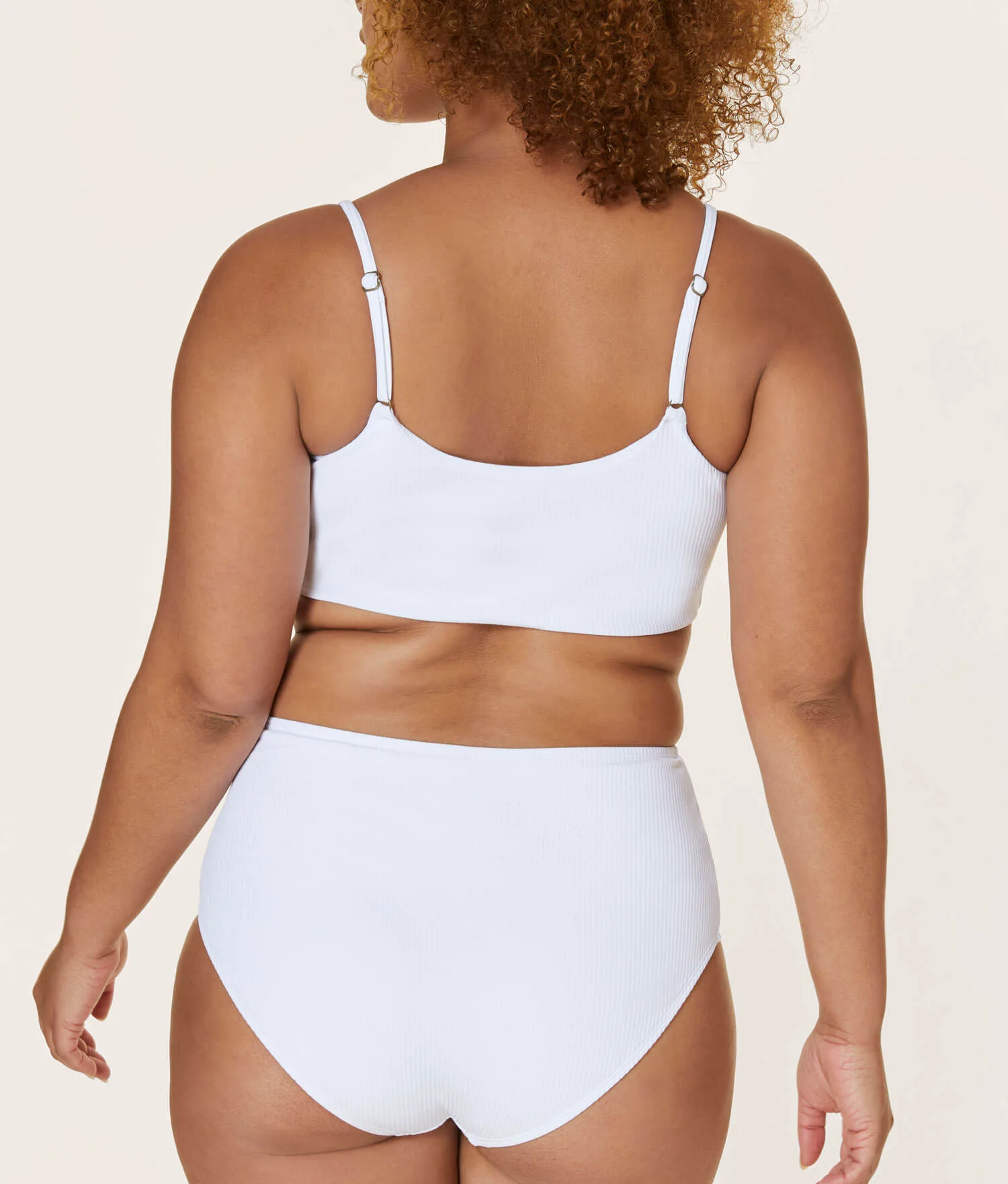 The High Waist Bikini Bottom - Ribbed - White - Image 2