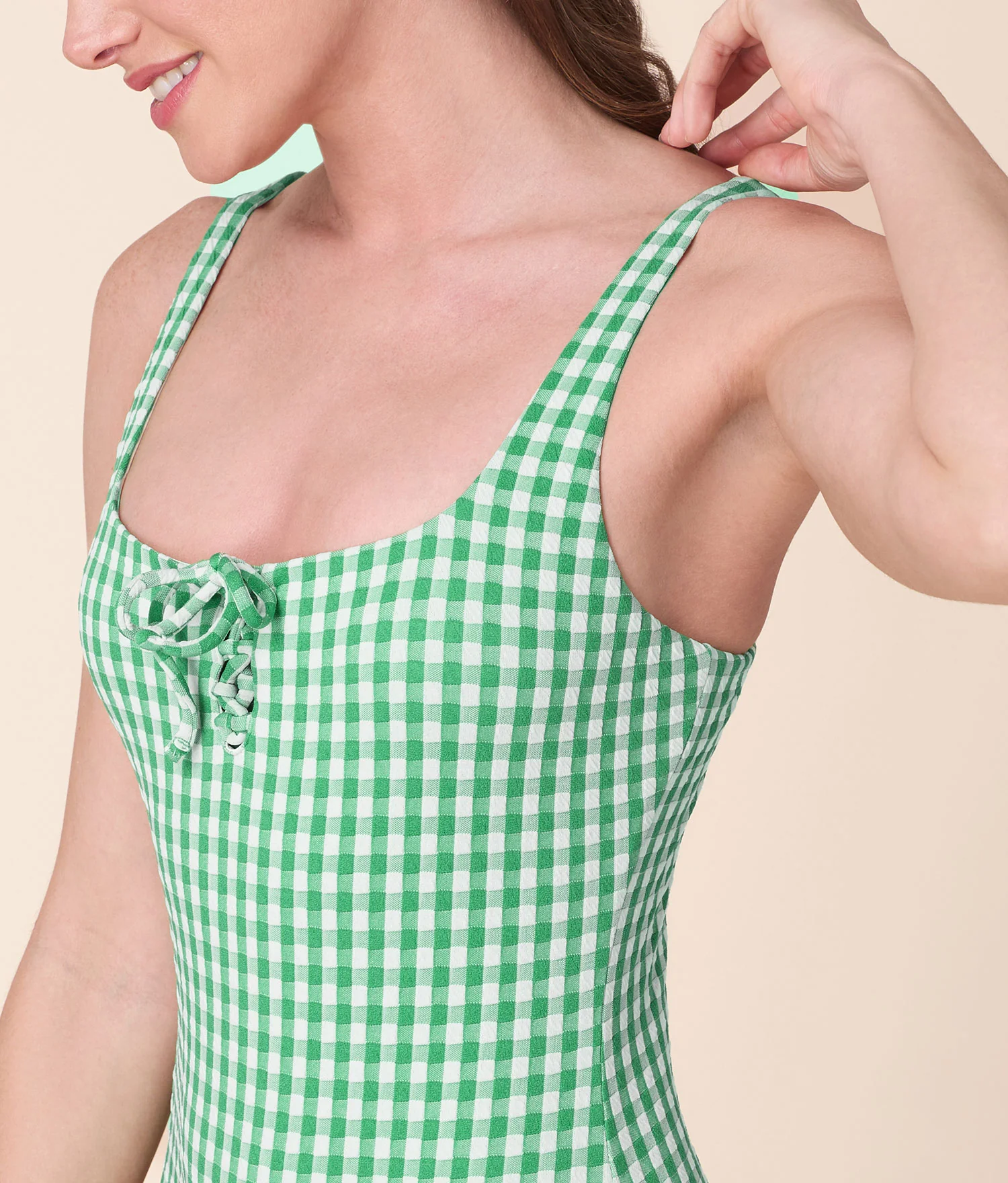 The Macao One Piece - Crinkle Gingham - Green Gingham - Classic - Image 5