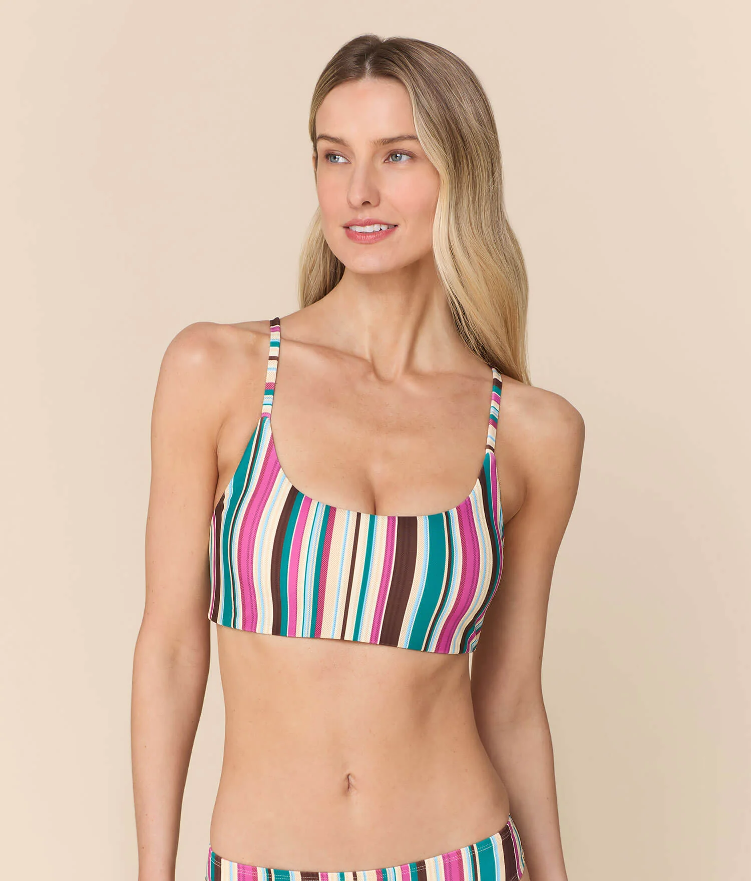 The Maui Bikini Top - Eco Nylon - Retro Stripe