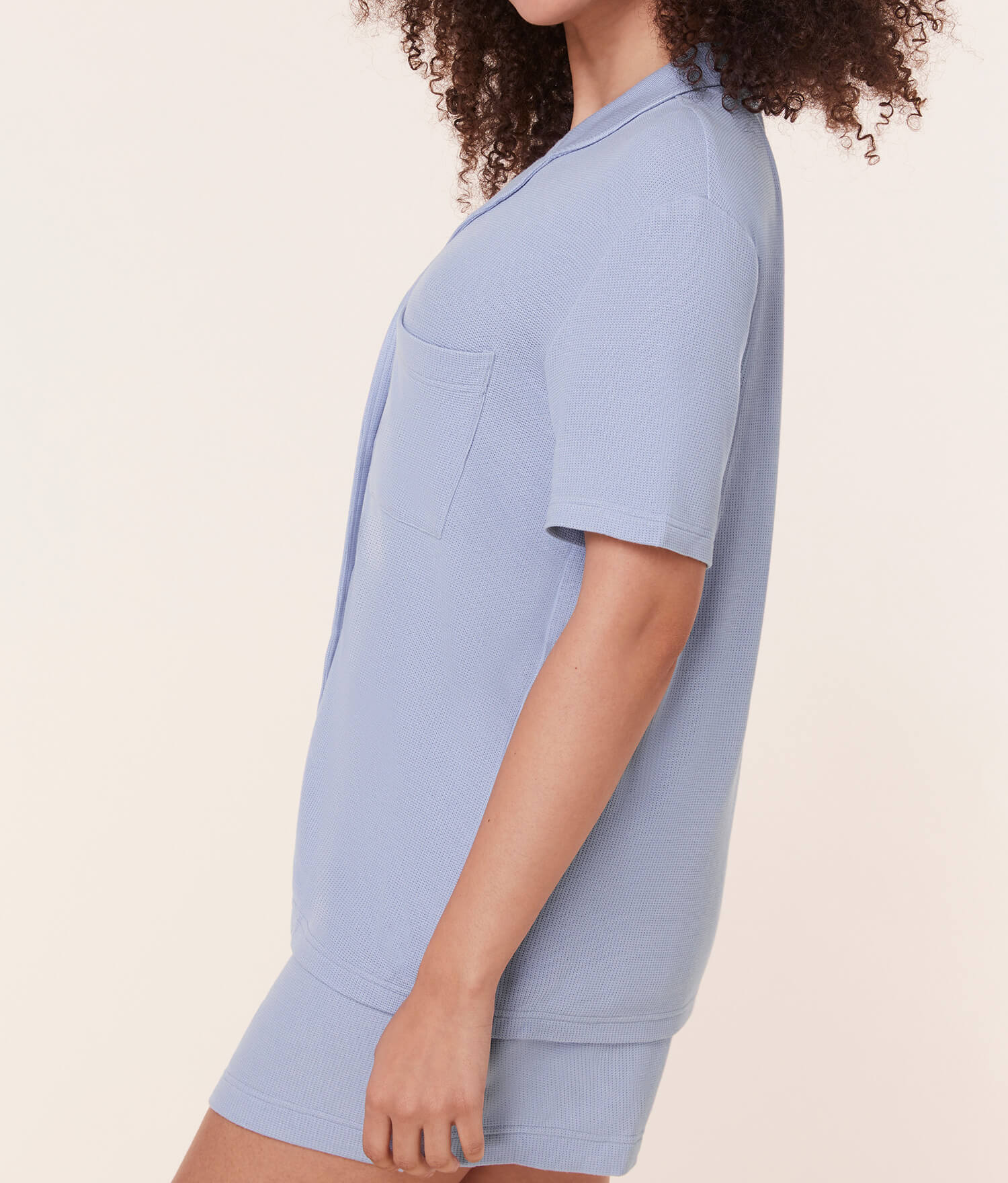 The Short Sleeve Button Up - Waffle - Lilac - Image 3