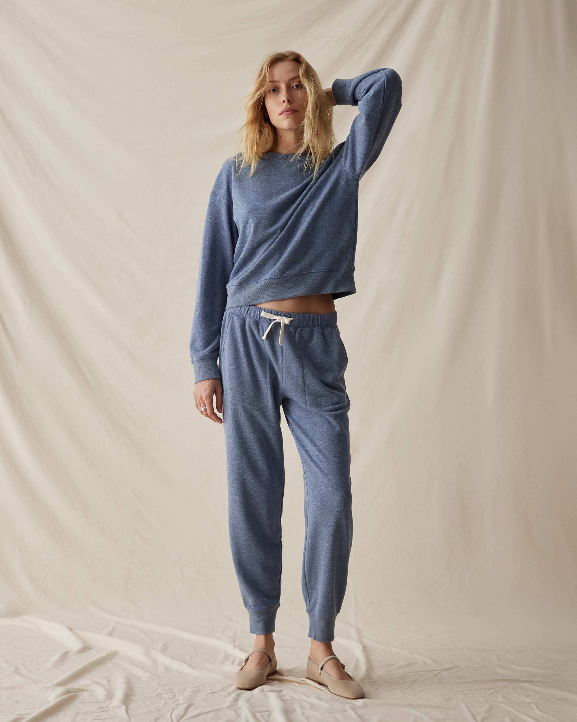 Womens April Lightweight Sweatpant - French Terry - Vintage Indigo - Image 2