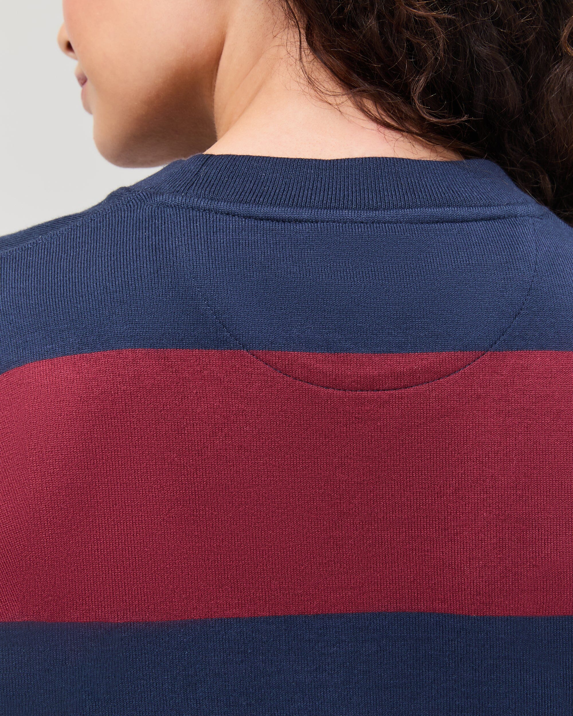 Womens Heavy Pima Rugby Pullover - Pima Cotton Jersey - Maroon/Navy Stripe - Image 5