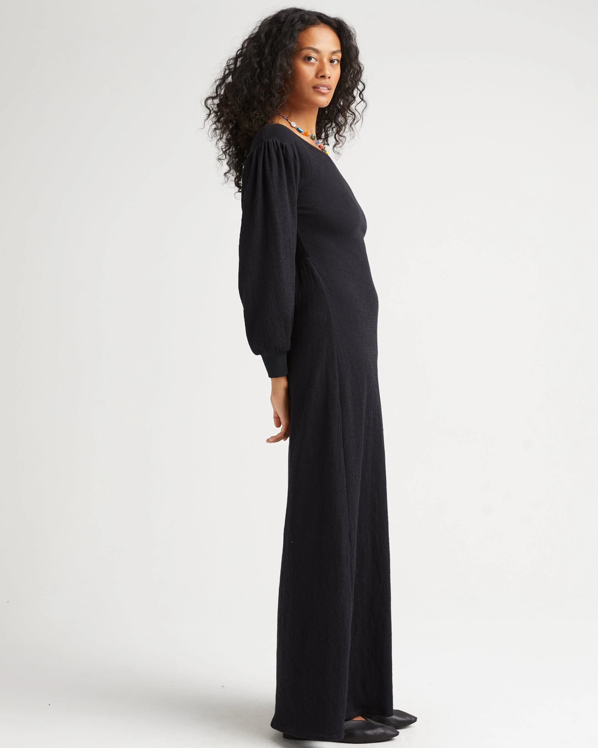 Womens Cloud Weave Maxi Dress - Cloud Weave Knit - Black - Image 2