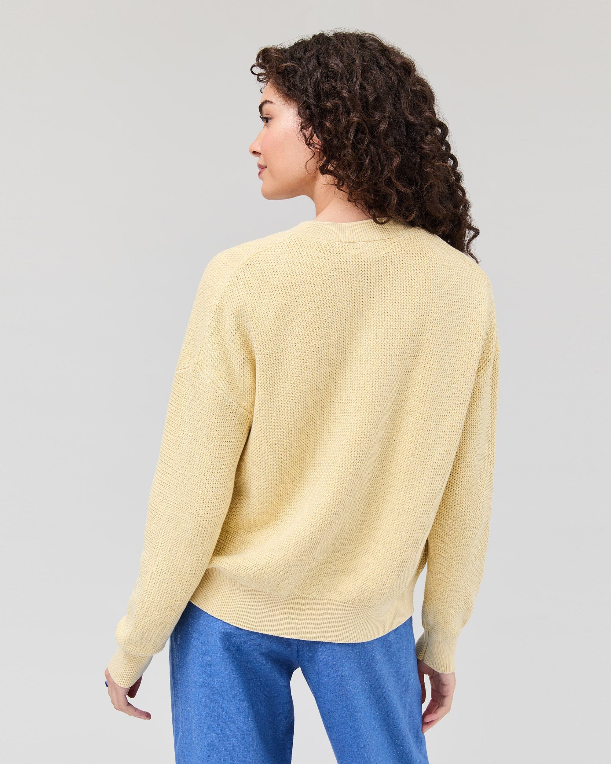 Womens Dune Cardigan - Cotton Sweater Knit - Golden Wheat - Image 4