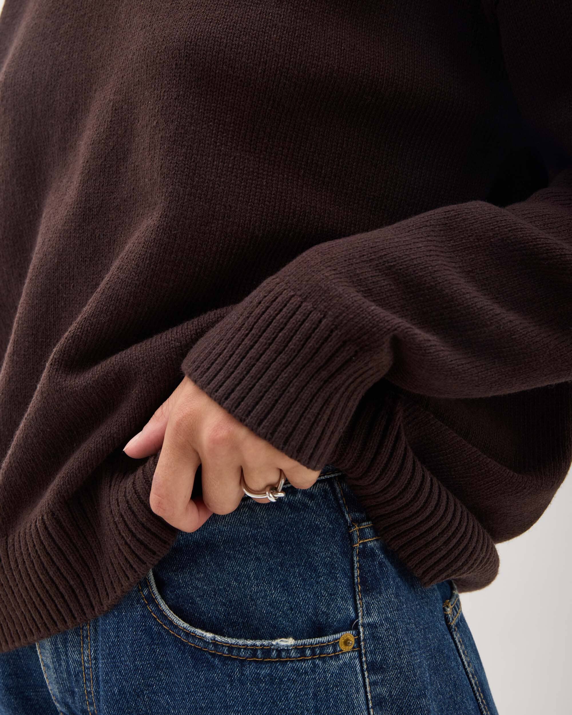 Womens Felicity Lightweight Sweater - Cotton Sweater Knit - Mole - Image 6
