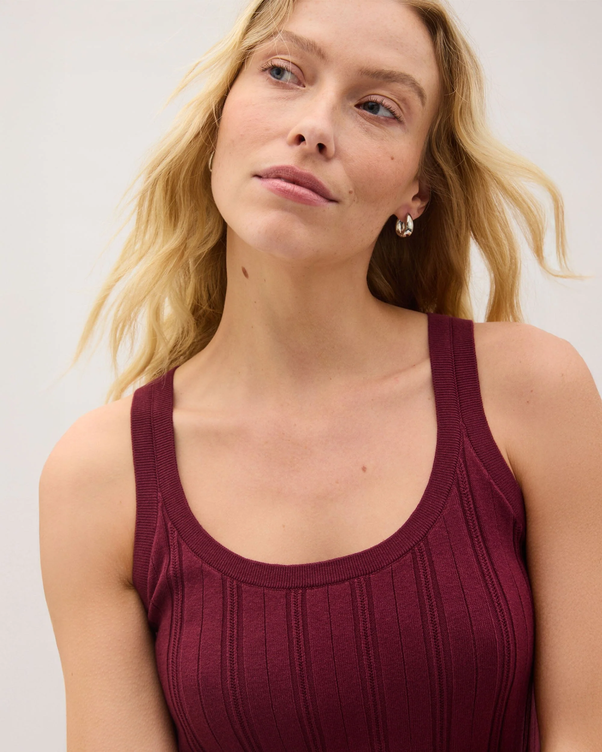 Womens Monica Tank - Cotton Sweater Knit - Burgundy - Image 5
