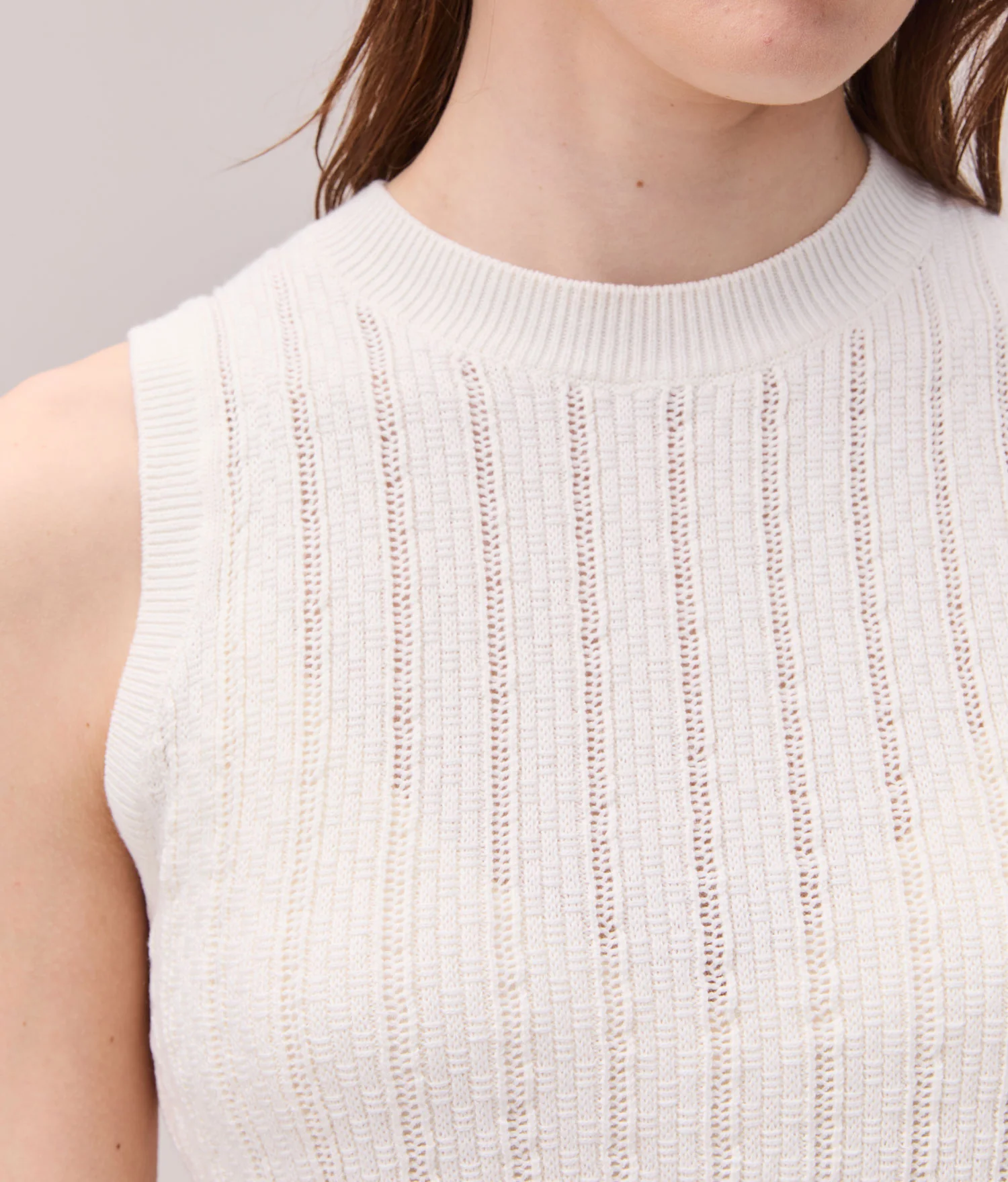 Womens Organic Cotton Knit Tank - Cotton Sweater Knit - Coconut Milk - Image 3