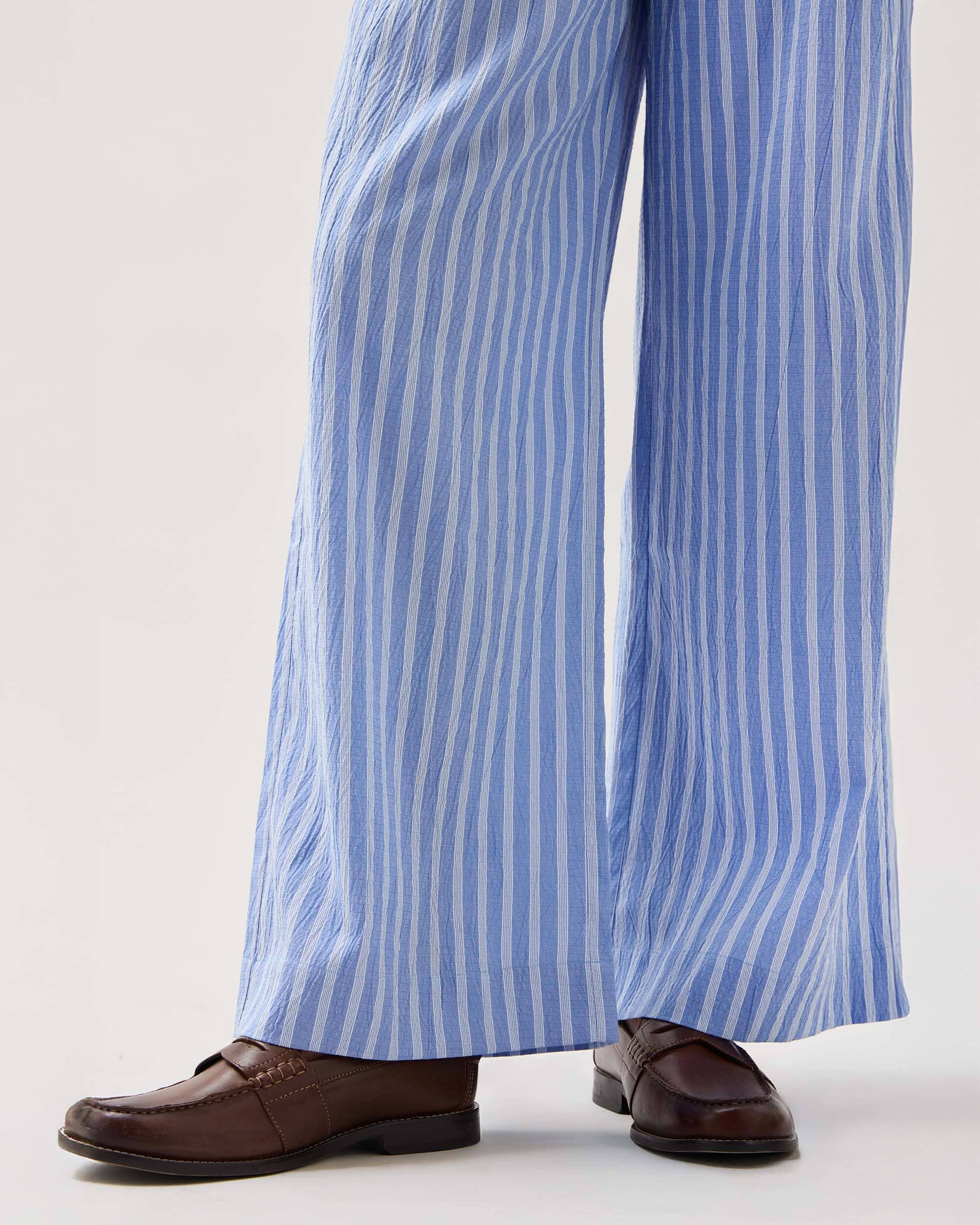 Womens Palermo Pant - Poly Seer Sucker Stripe - Oxford Blue Stripe - Image 5