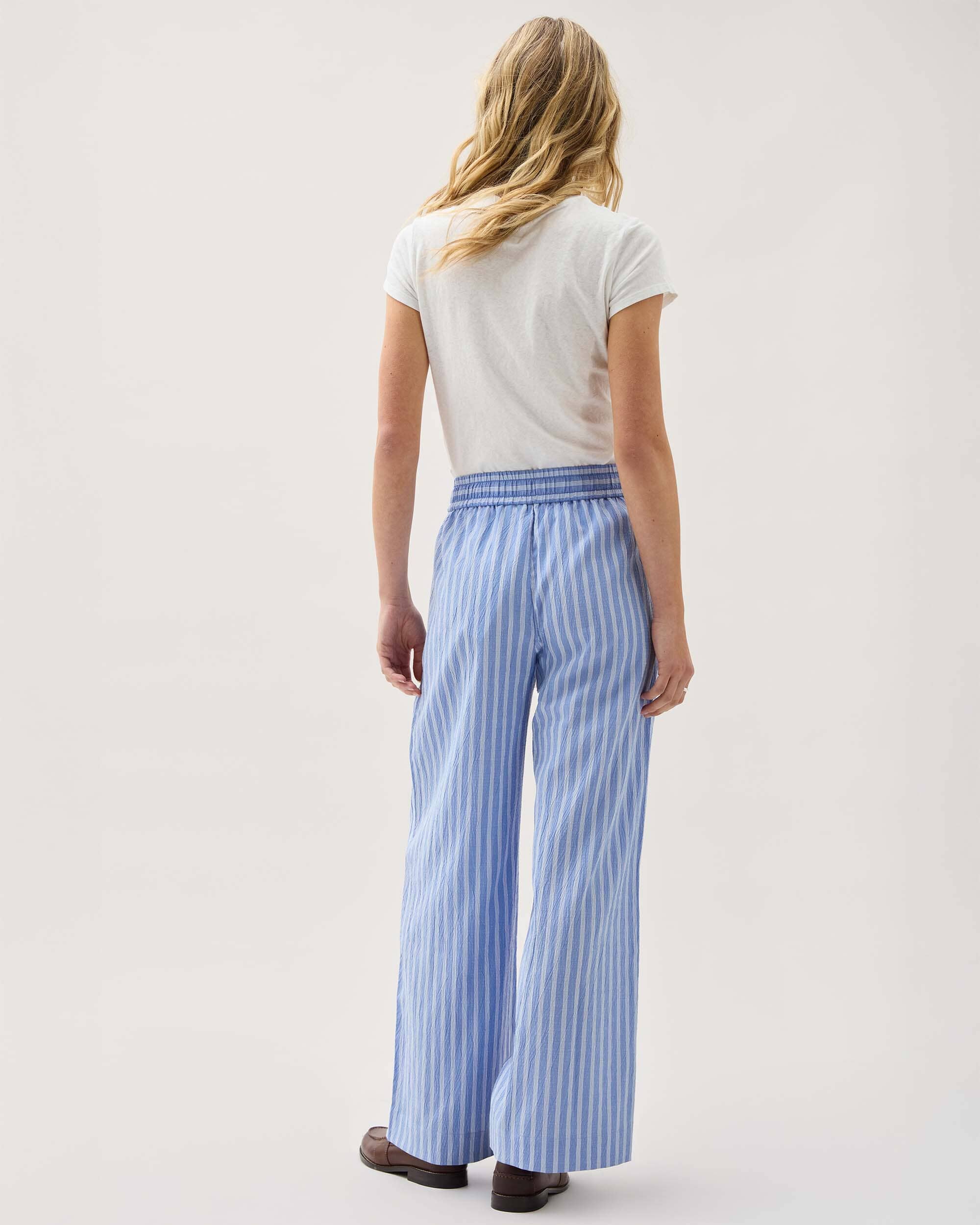 Womens Palermo Pant - Poly Seer Sucker Stripe - Oxford Blue Stripe - Image 6